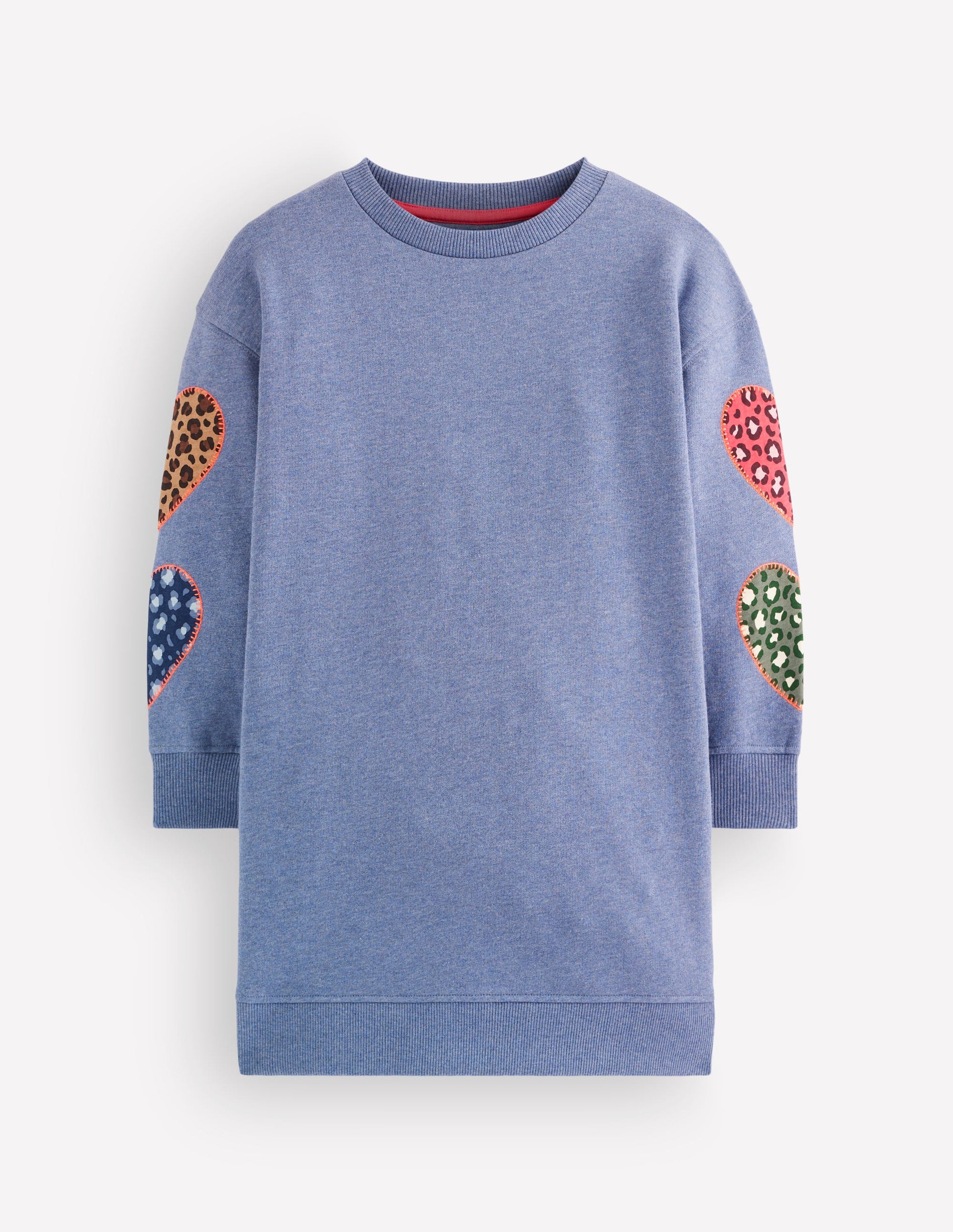 Lockeres Ami Sweatshirt-Kleid-Blau Herzstickerei-1