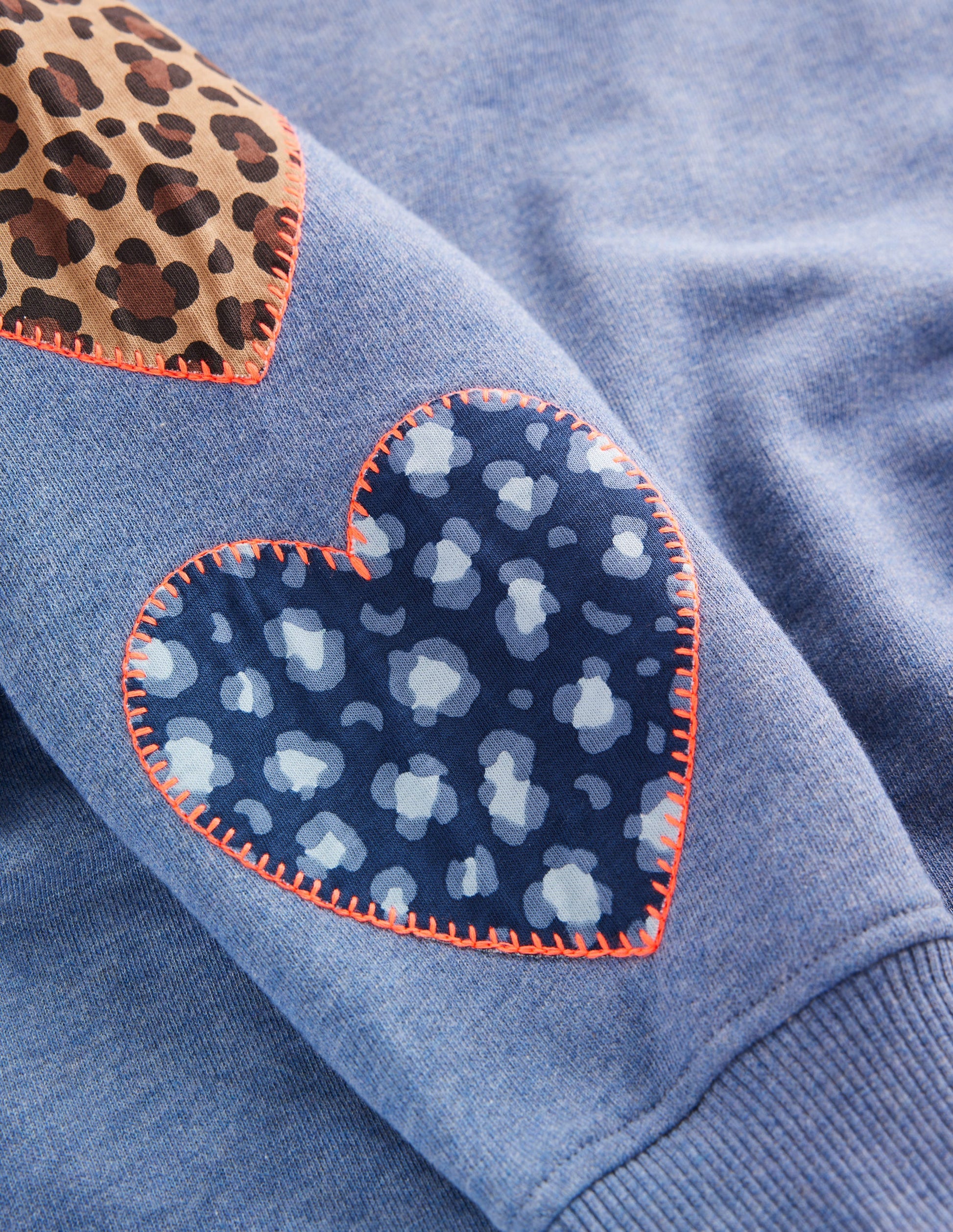 Lockeres Ami Sweatshirt-Kleid-Blau Herzstickerei-3