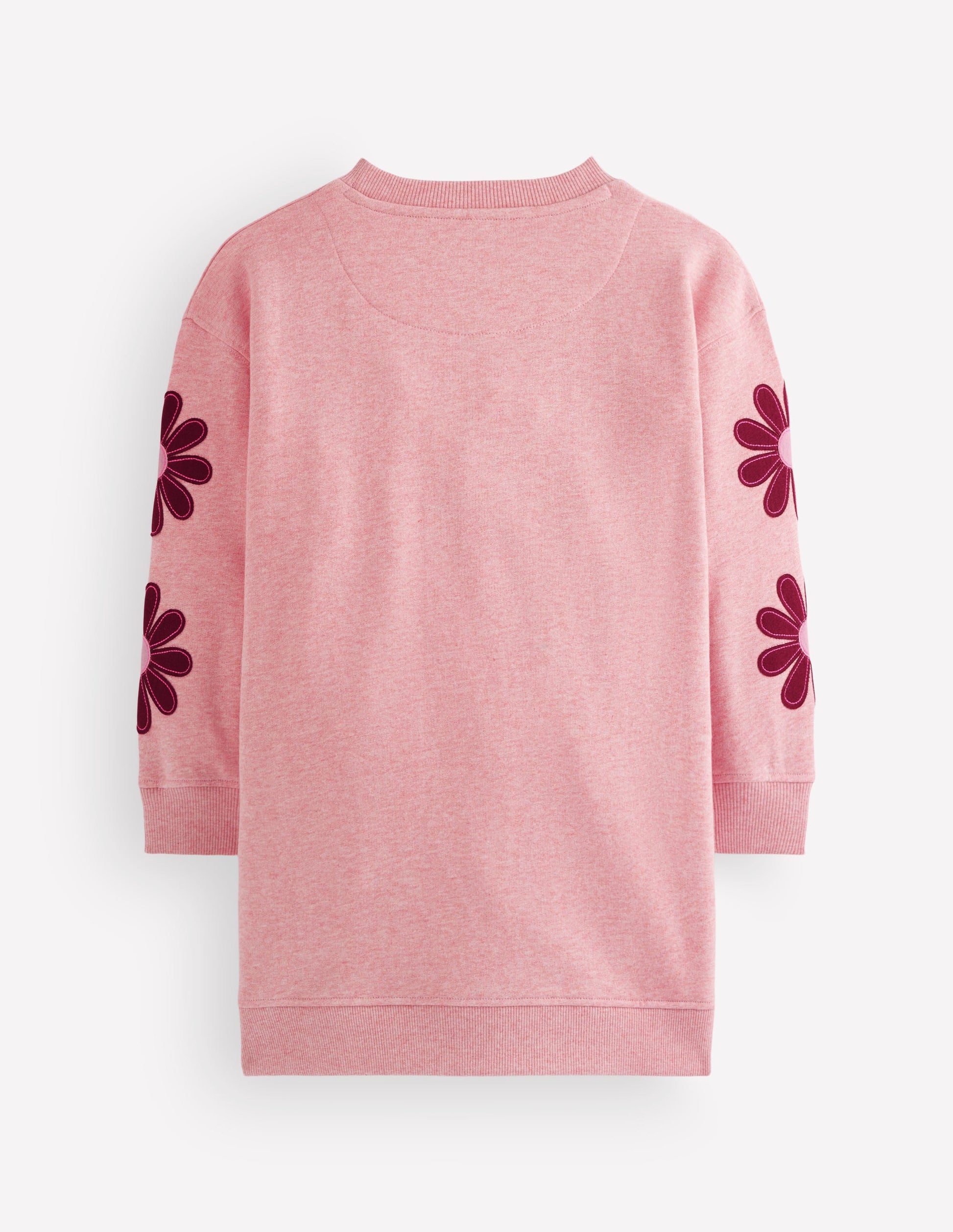 Lockeres Ami Sweatshirt-Kleid-Rosa Blumenstickerei-2