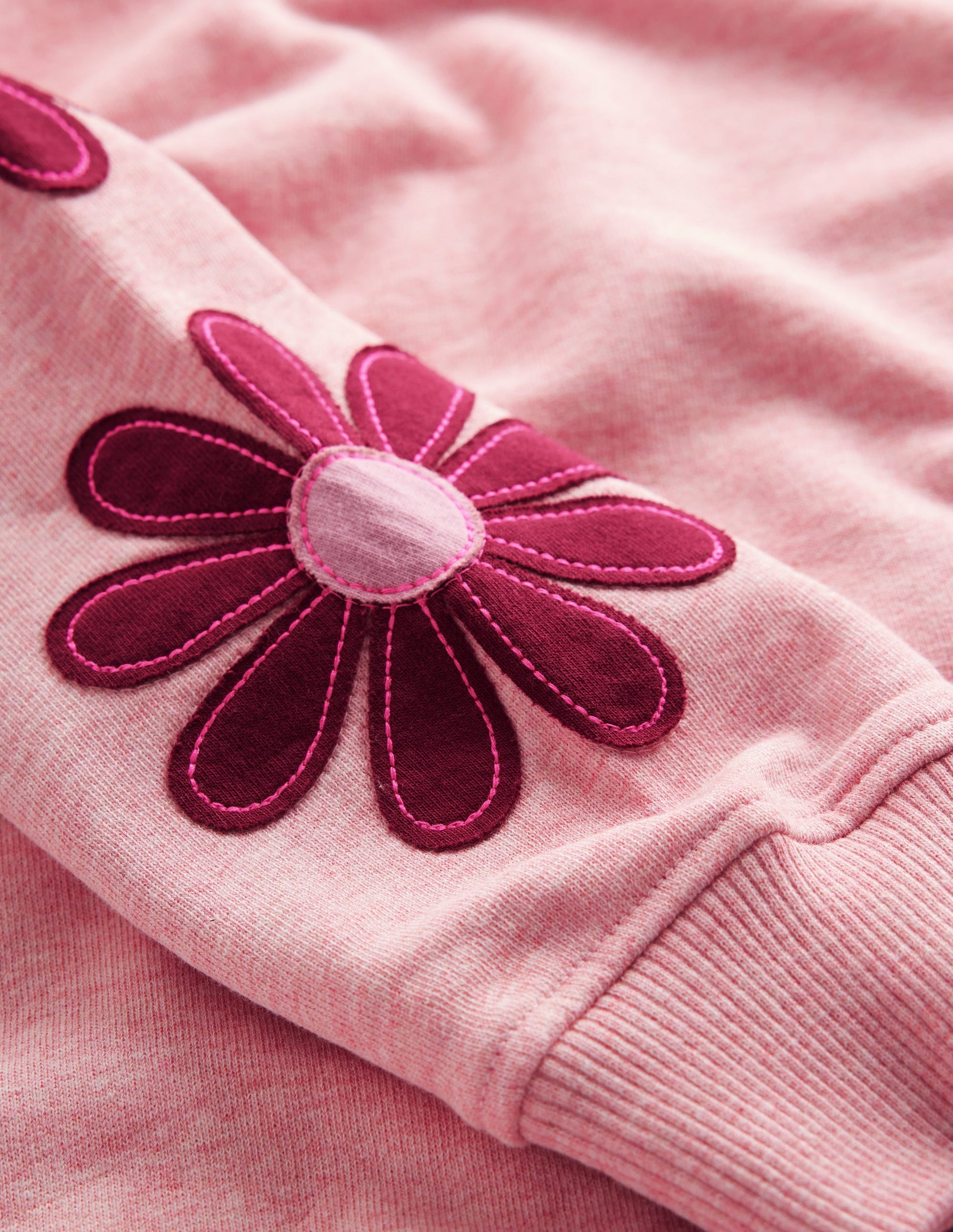 Lockeres Ami Sweatshirt-Kleid-Rosa Blumenstickerei-3