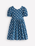 Ballerina-Jerseykleid-Blau Pferde