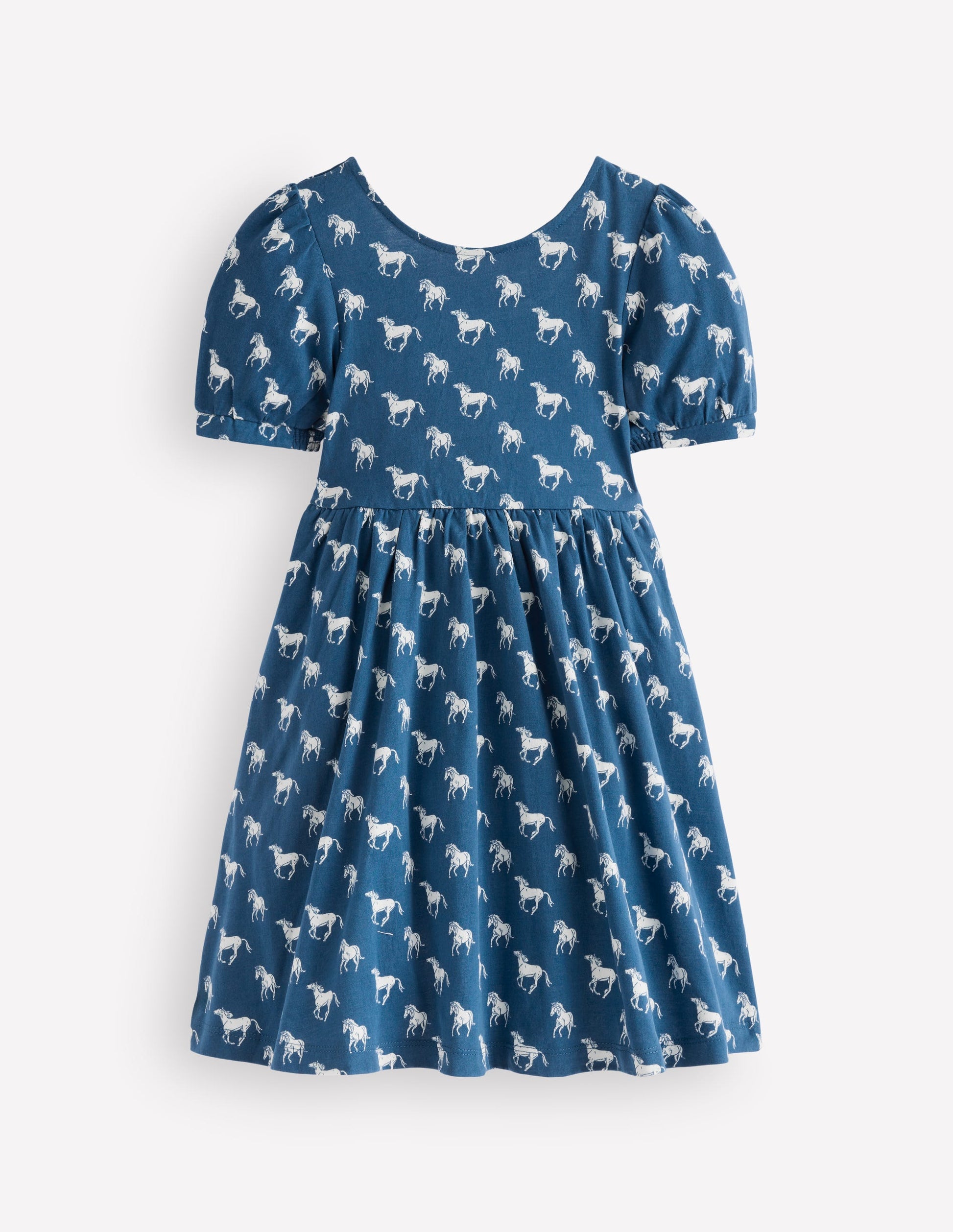 Ballerina-Jerseykleid-Blau Pferde-1