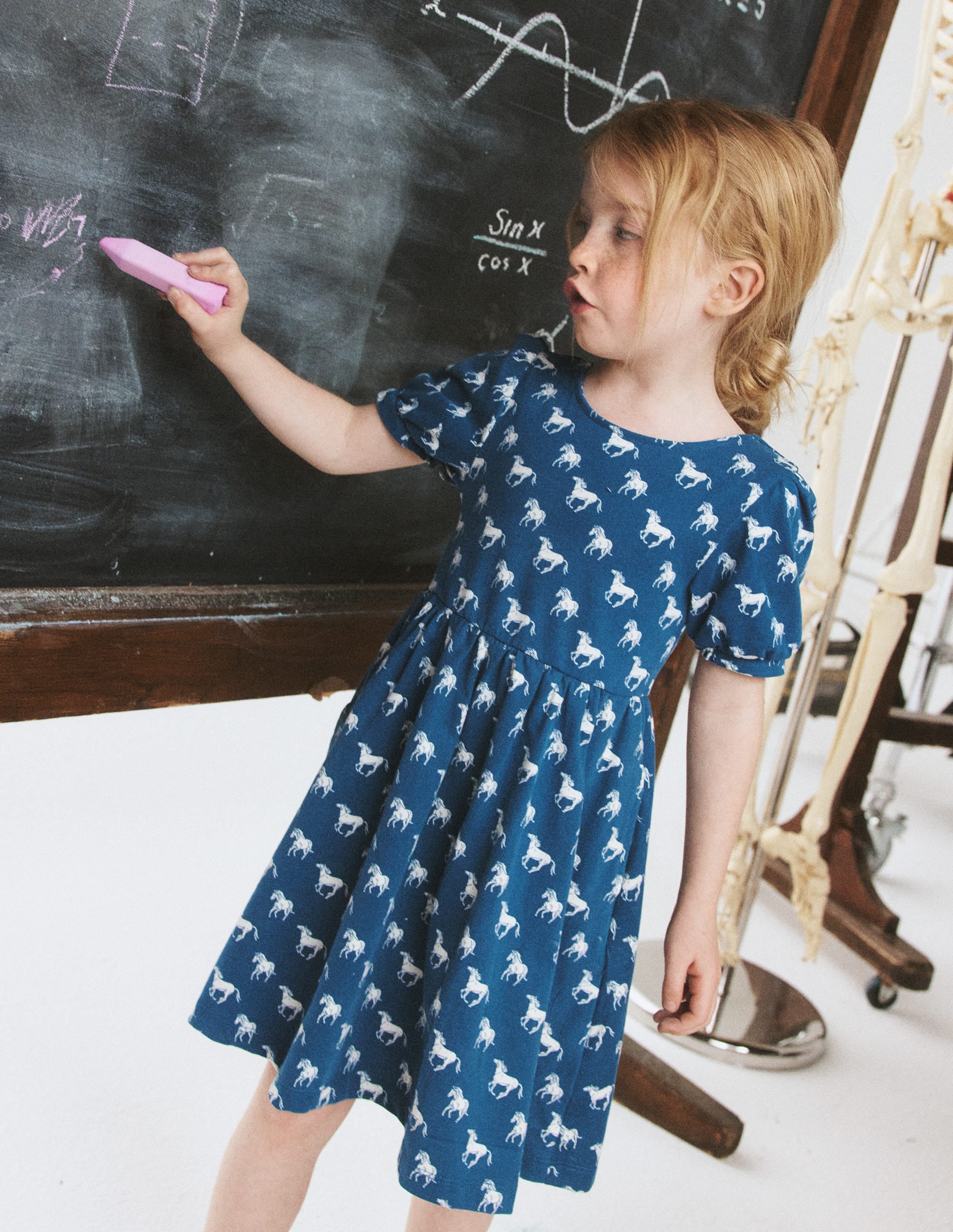 Ballerina-Jerseykleid-Blau Pferde - Image 4