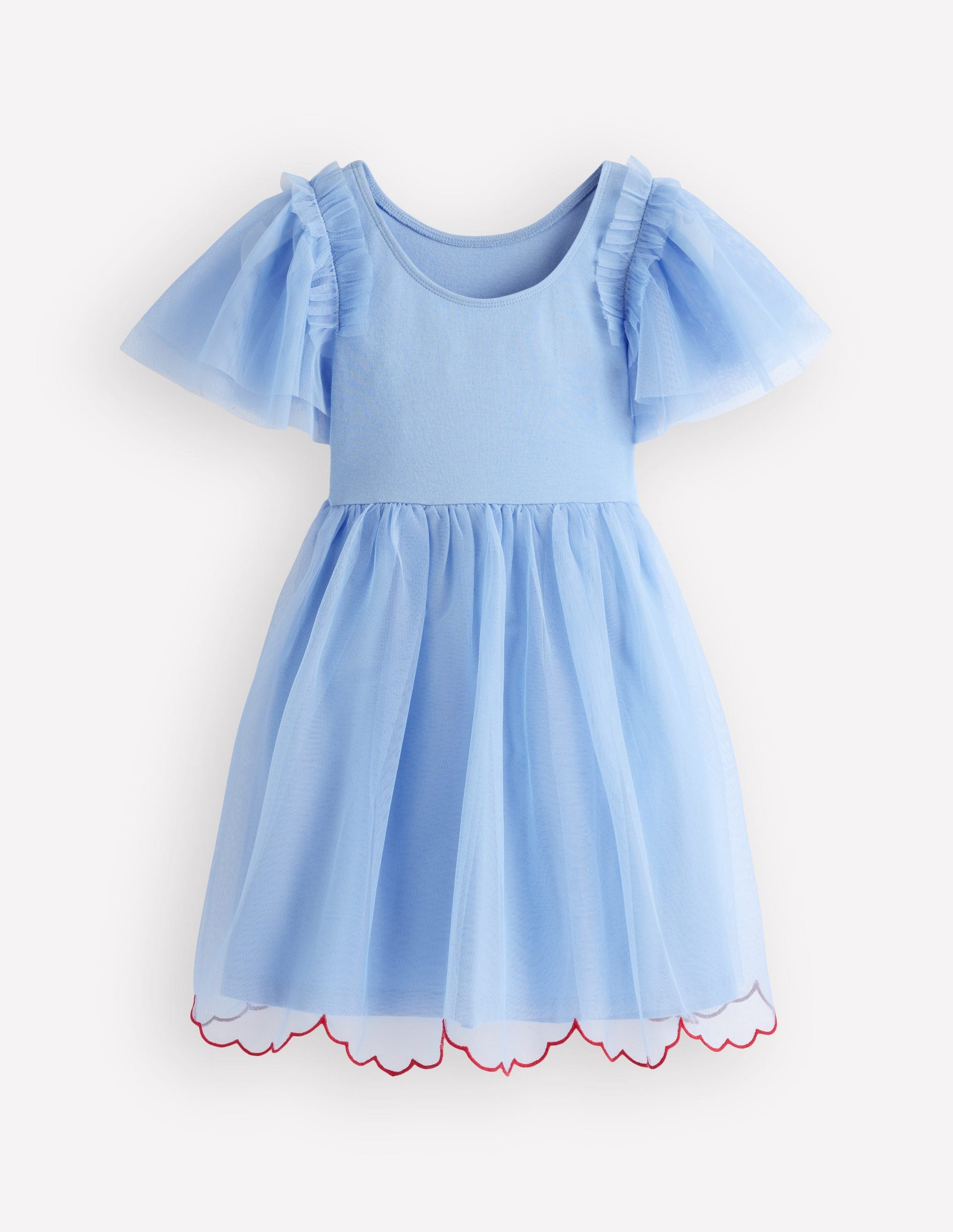 Kurzärmliges Tüllkleid mit Logo-Blau Herzen-3