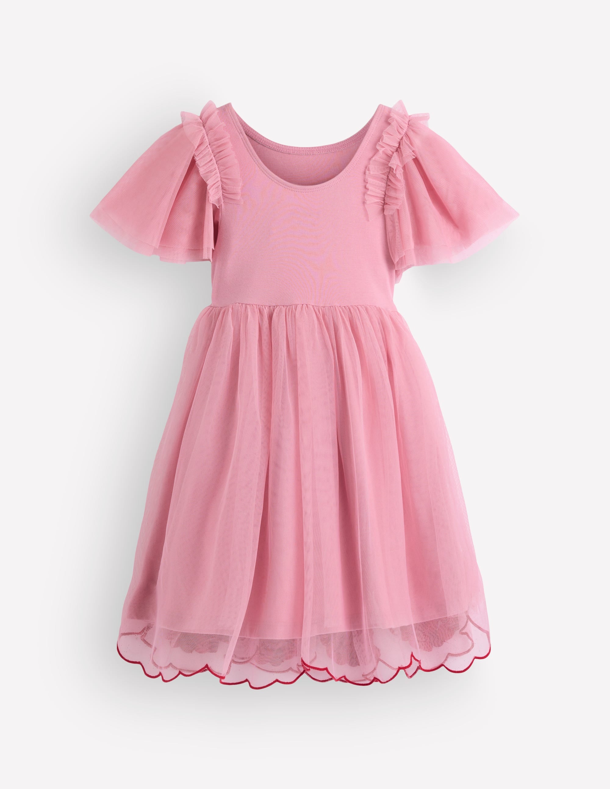 Kurzärmliges Tüllkleid mit Logo-Rosa Kirsch-Applikation - Image 2