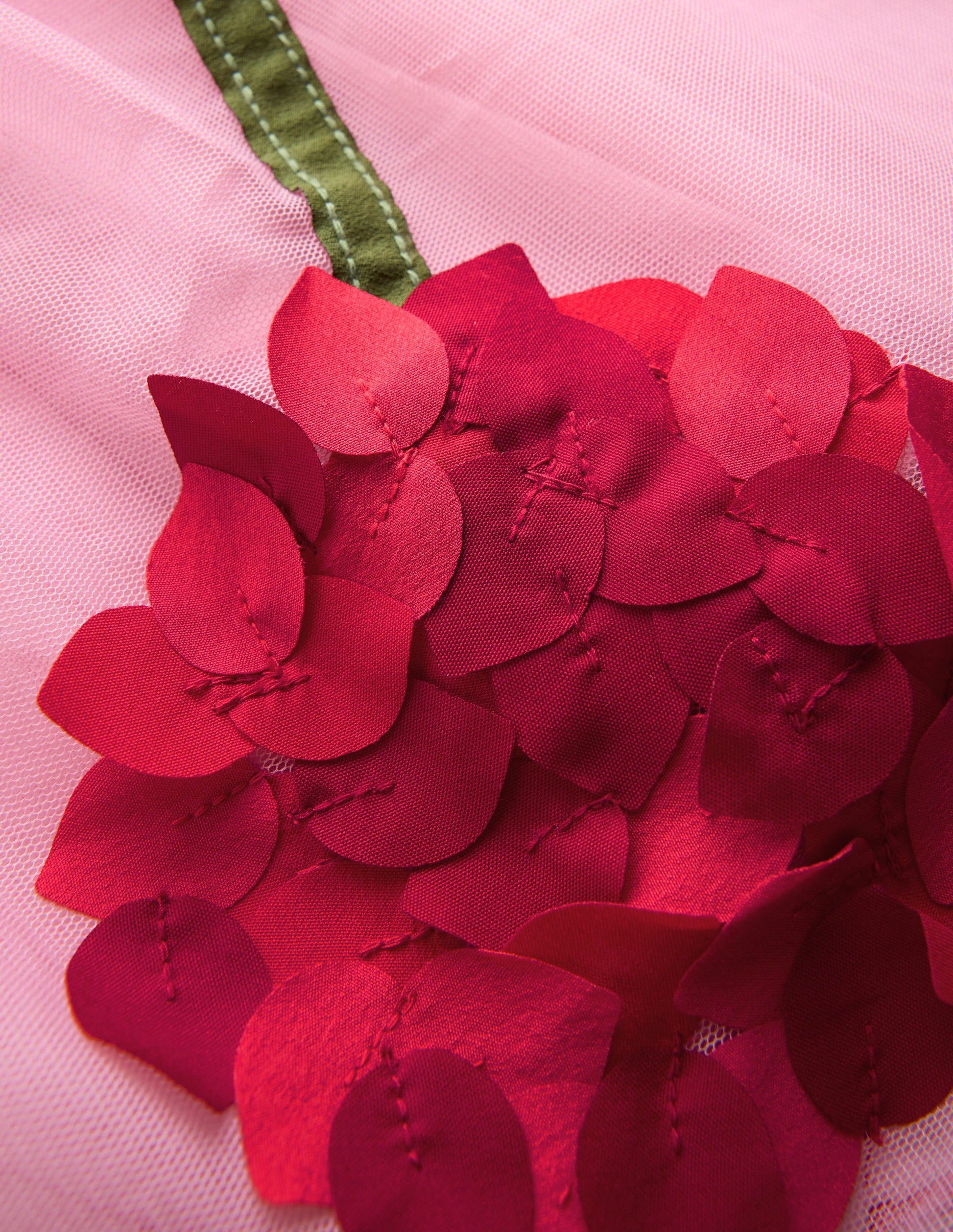 Kurzärmliges Tüllkleid mit Logo-Rosa Kirsch-Applikation-3