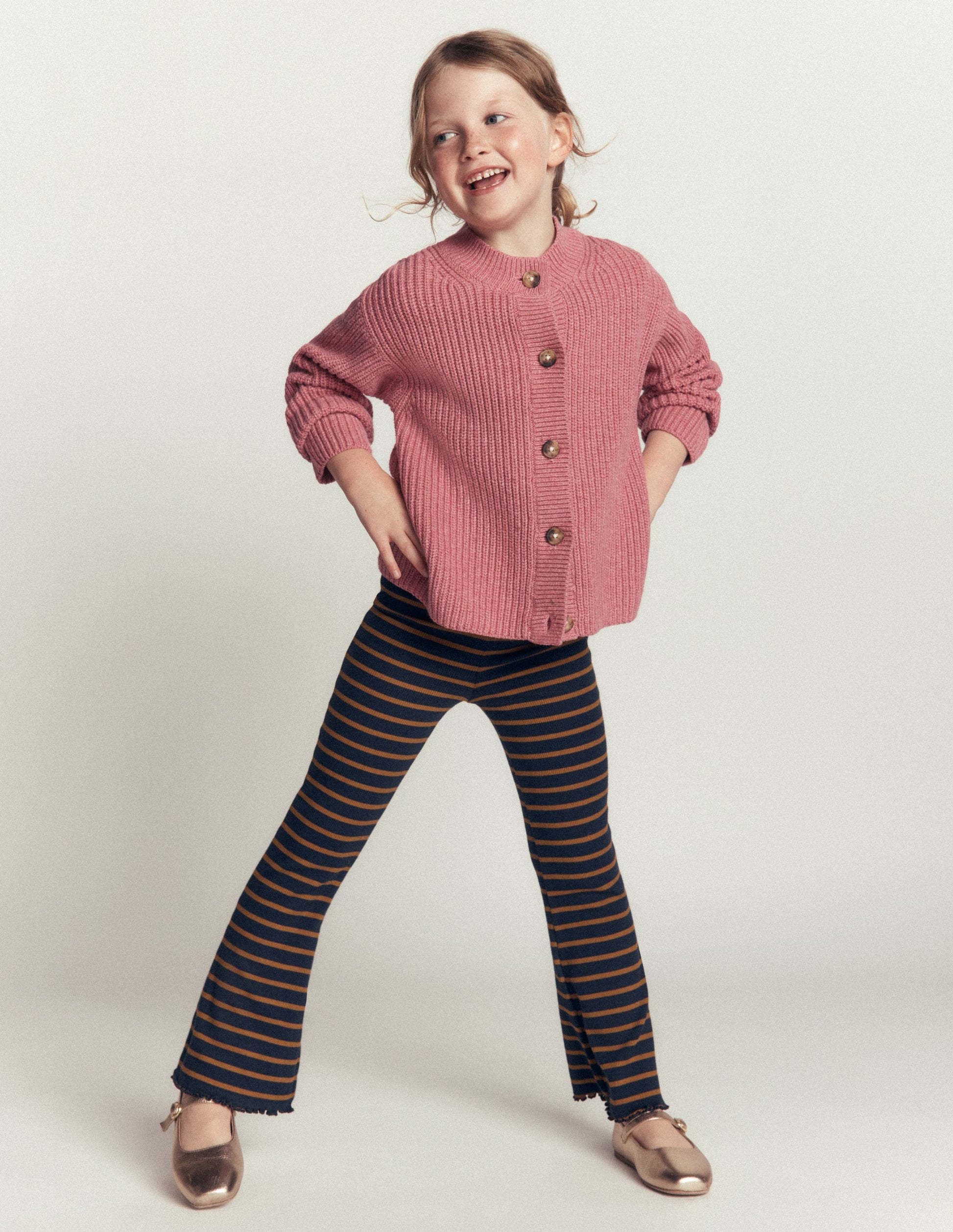 Legging côtelé évasé-Bleu Marine-1