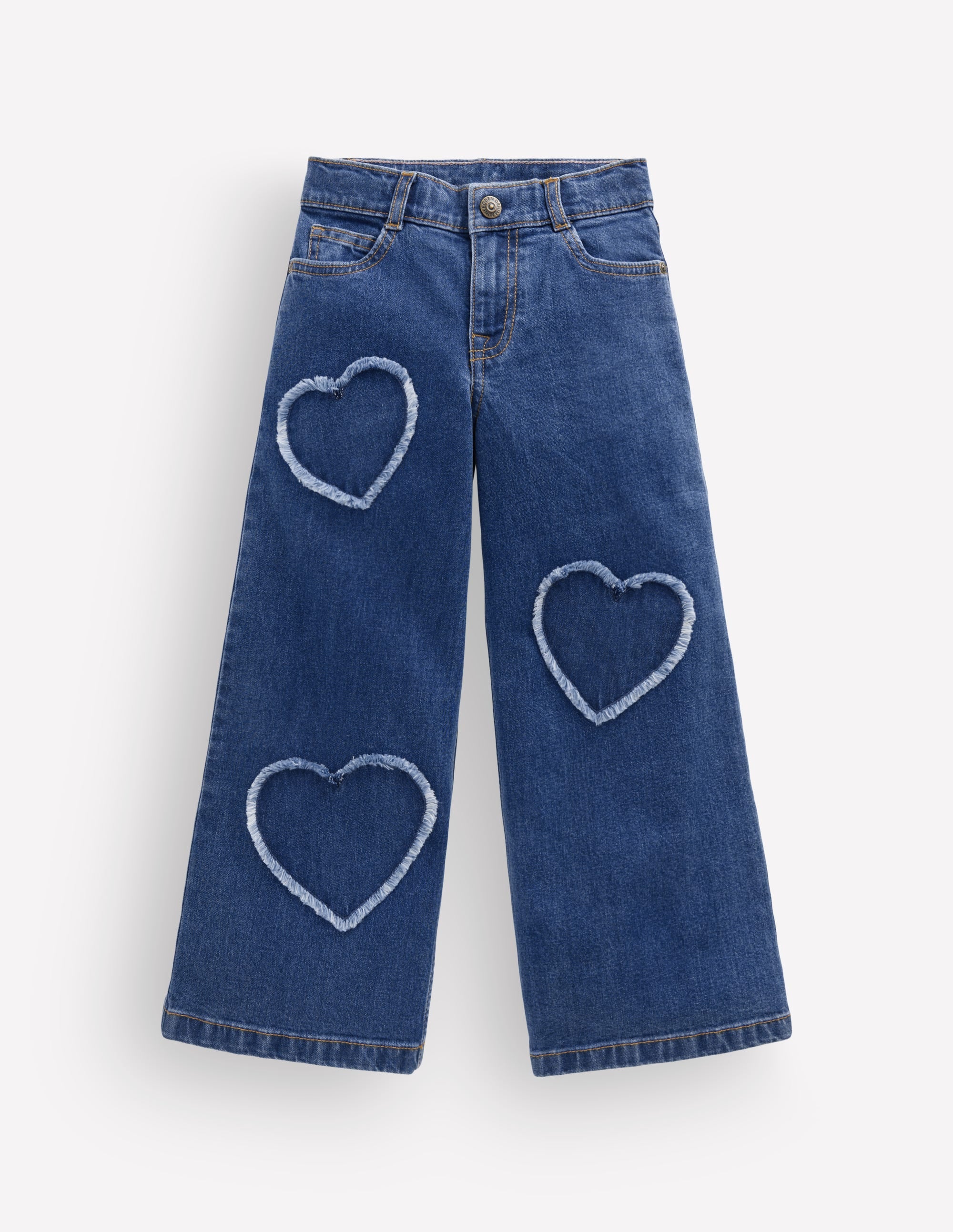 Jeans mit weitem Bein-Mittlere Waschung Herz-Applikation - Image 1