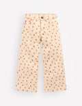 Jeans mit weitem Bein-Naturweiß Kleines Blumenmuster