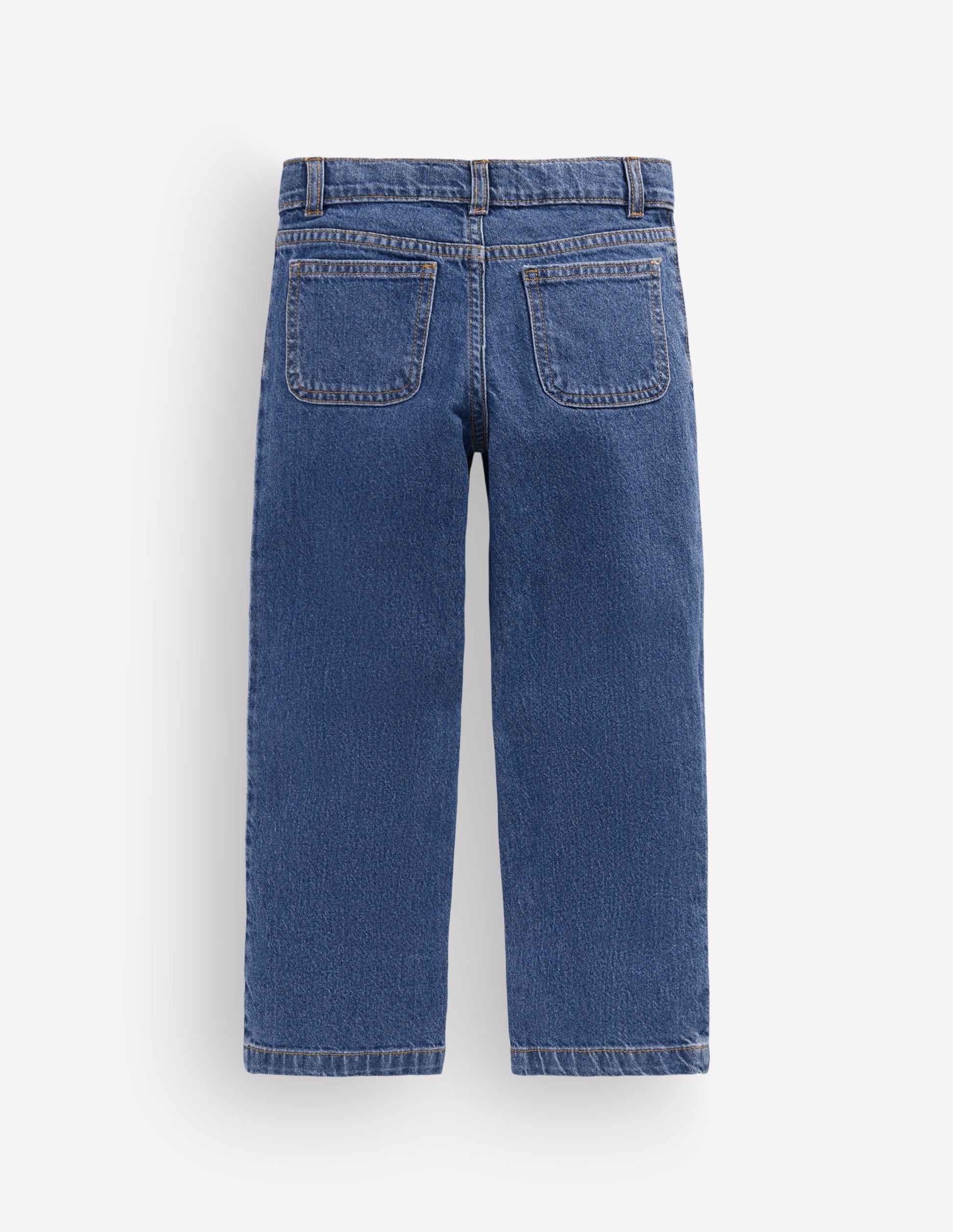 Gerade Jeans mit aufgesetzten Taschen-Denim Stickerei-2