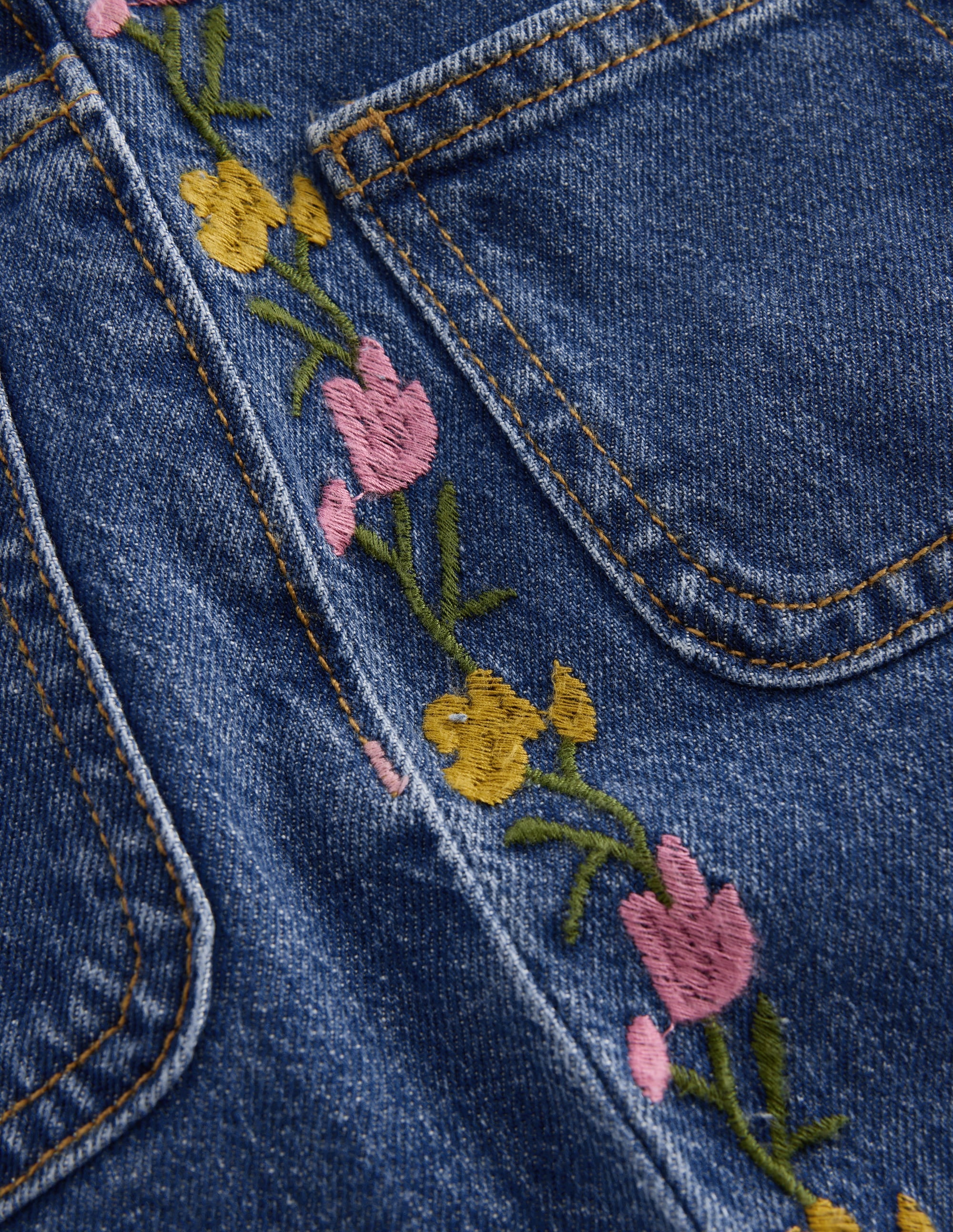 Gerade Jeans mit aufgesetzten Taschen-Denim Stickerei - Image 3