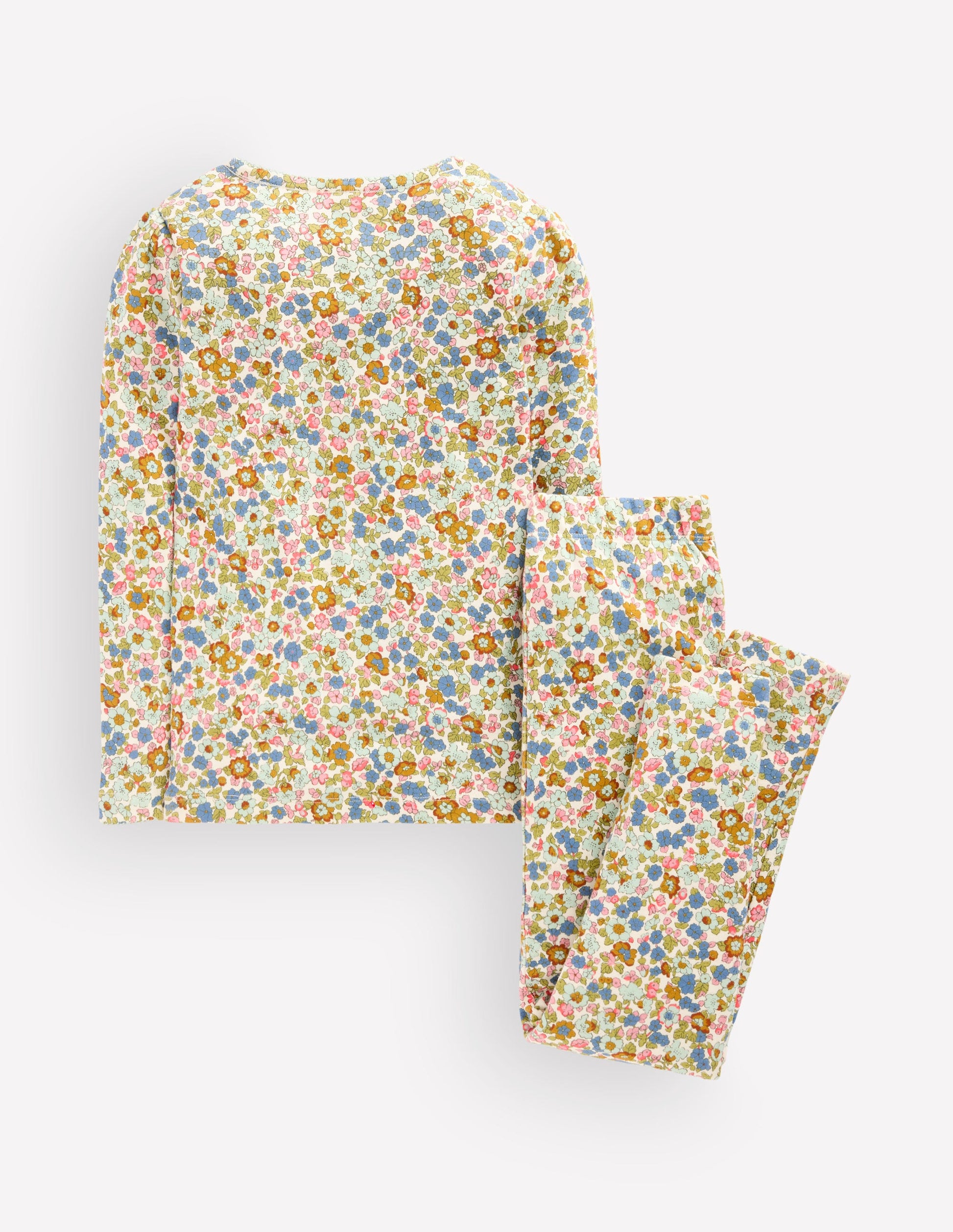 Pyjama long douillet-Motif Flowerbed bleu vintage-2