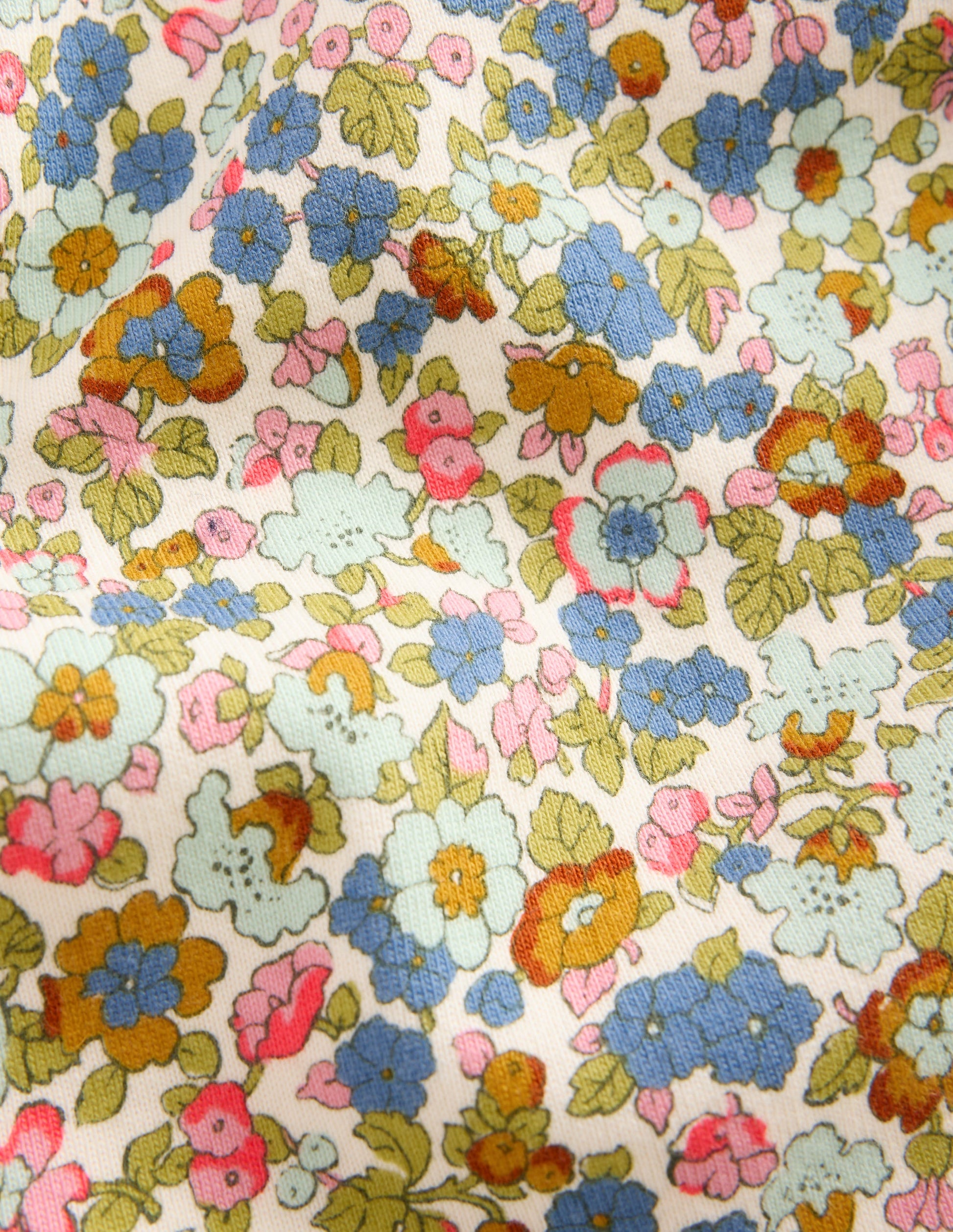 Pyjama long douillet-Motif Flowerbed bleu vintage-3