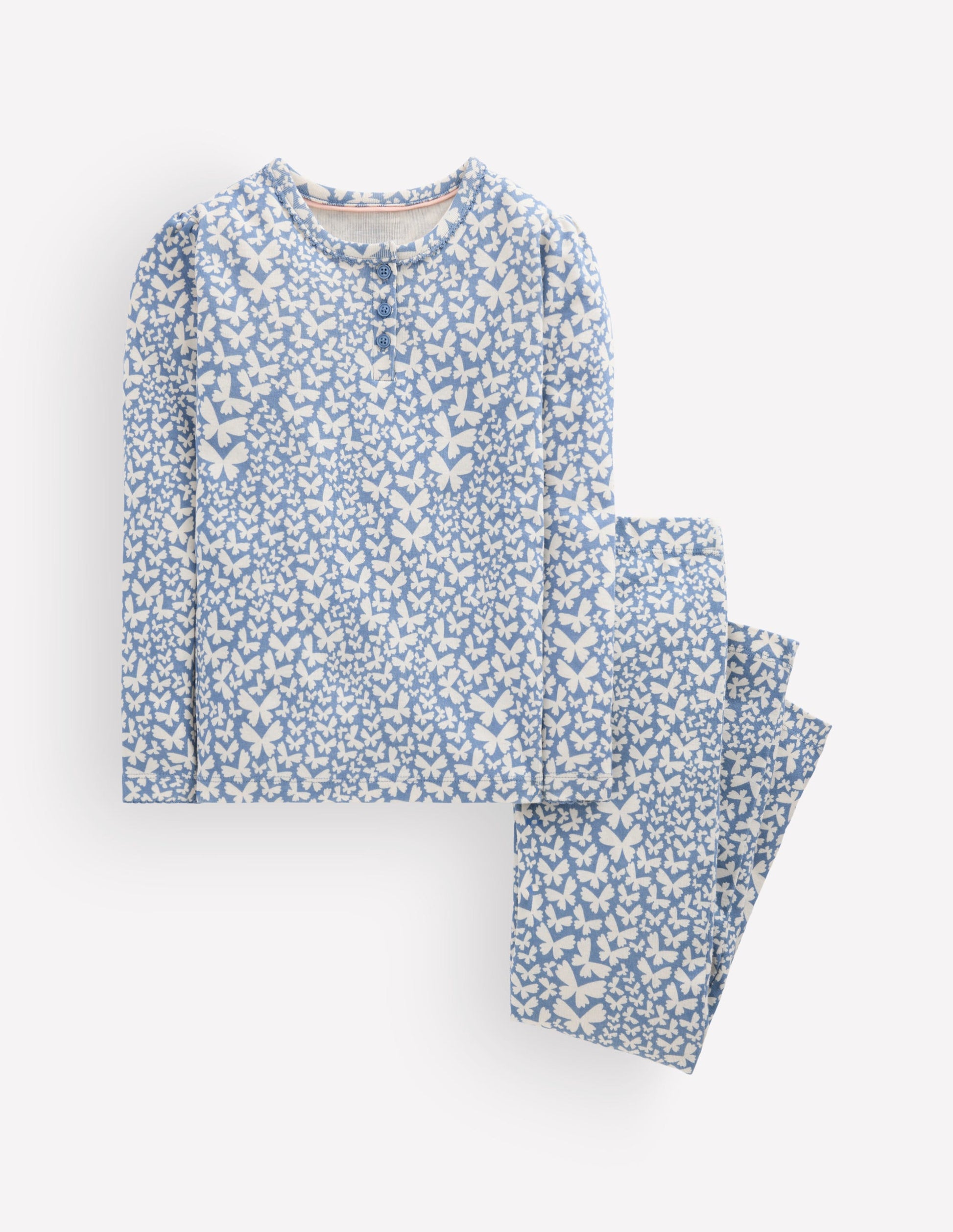 Snug Henley Pyjamas-Blue Butterflies-1