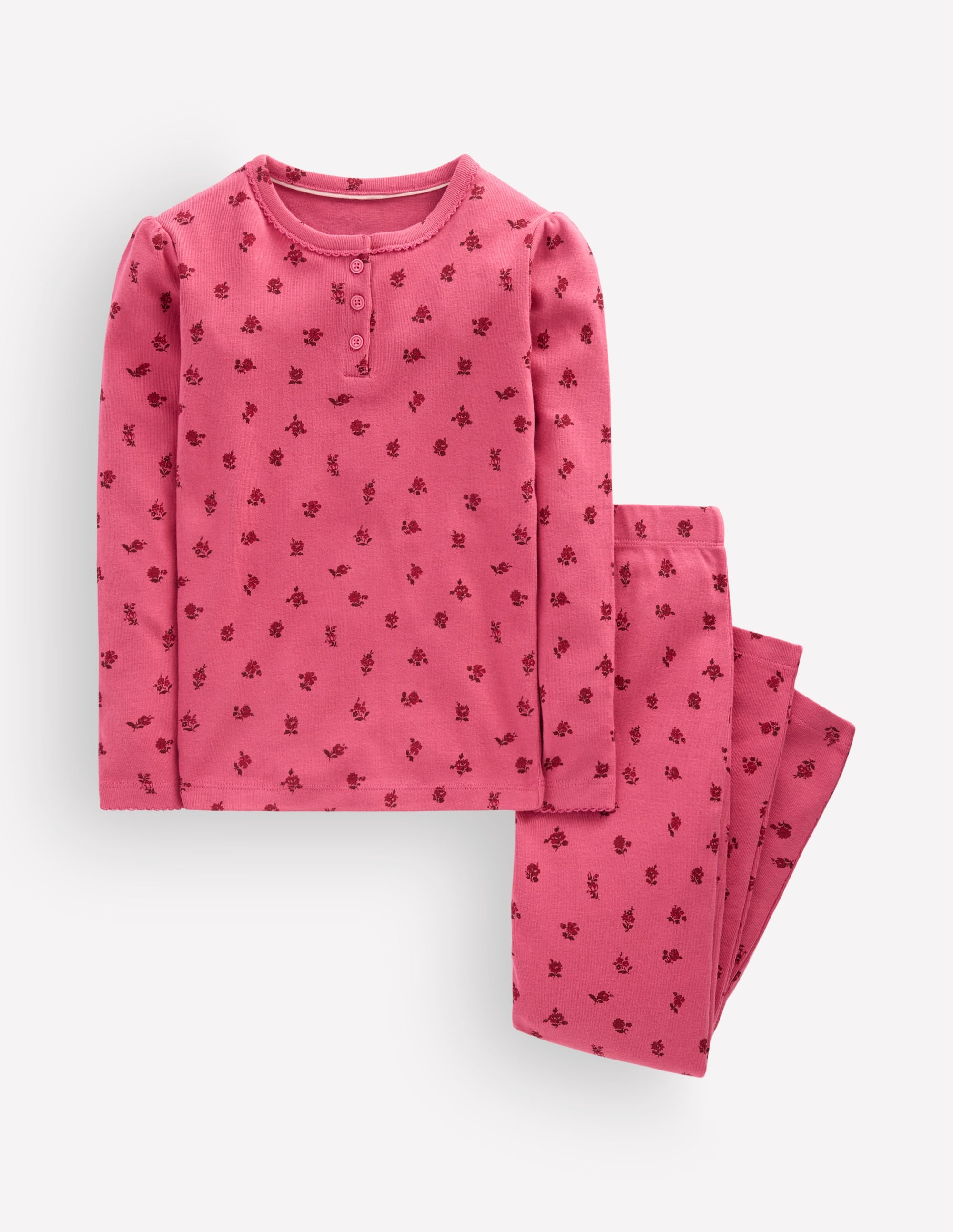 Eng anliegender Henley-Schlafanzug-Blumenmuster - Image 1