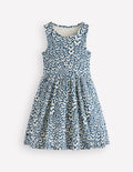 Tellerkleid aus Jersey-Blau Schmetterling