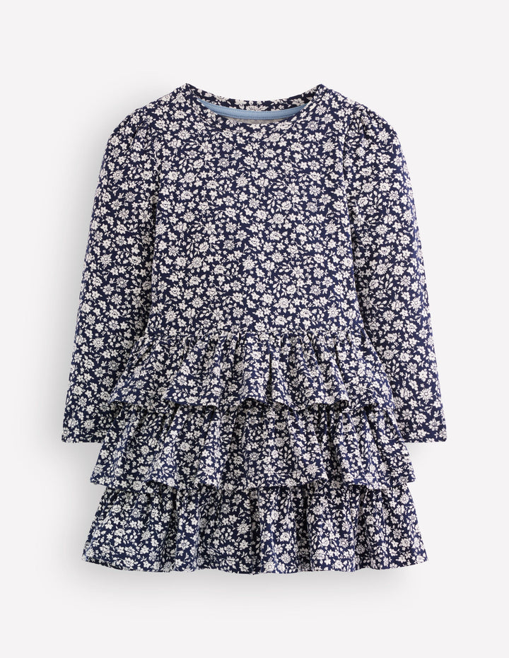 Cora Ra-Ra Jerseykleid-Blau Kleines Blütenmuster