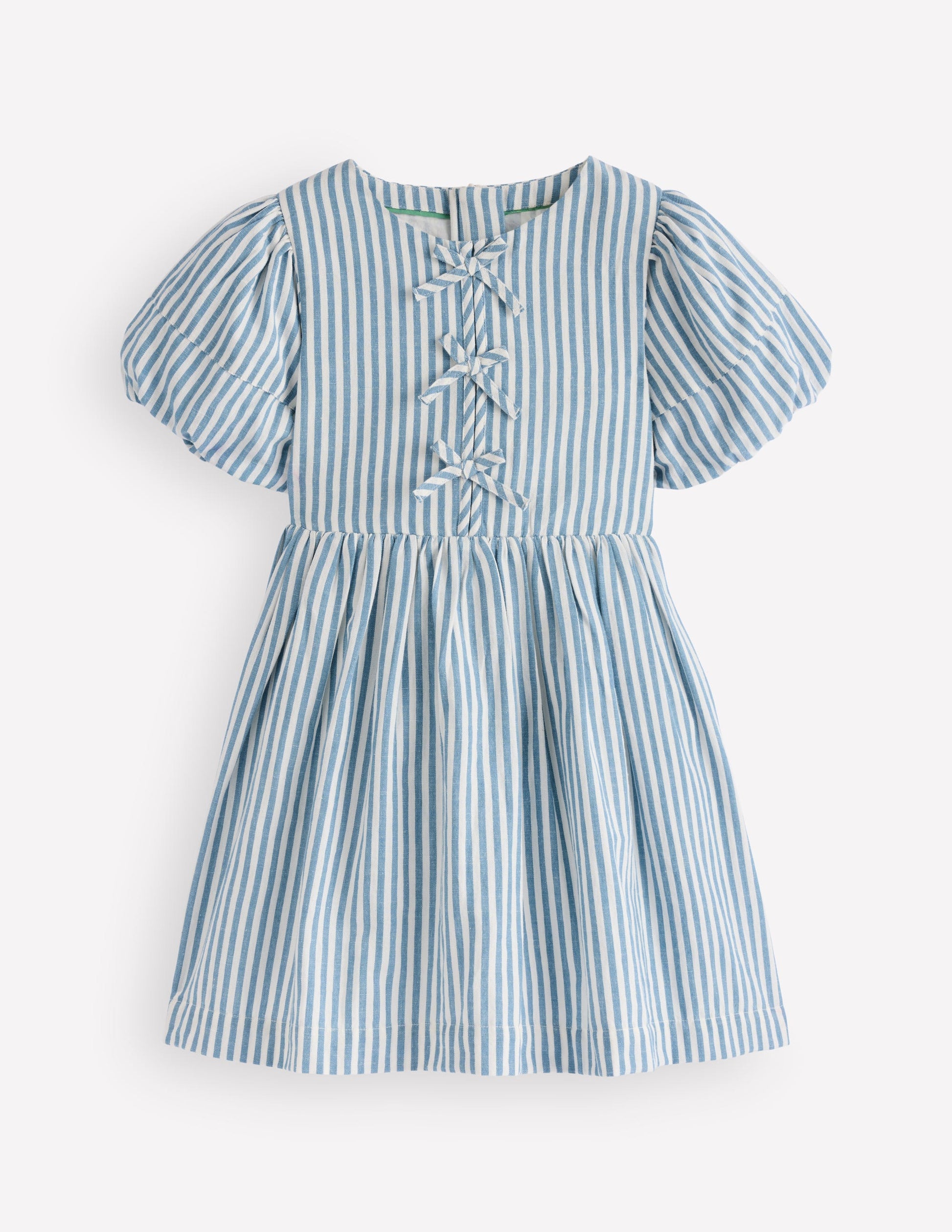 Robe tissée à nœuds sur le devant-Rayé bleu-1