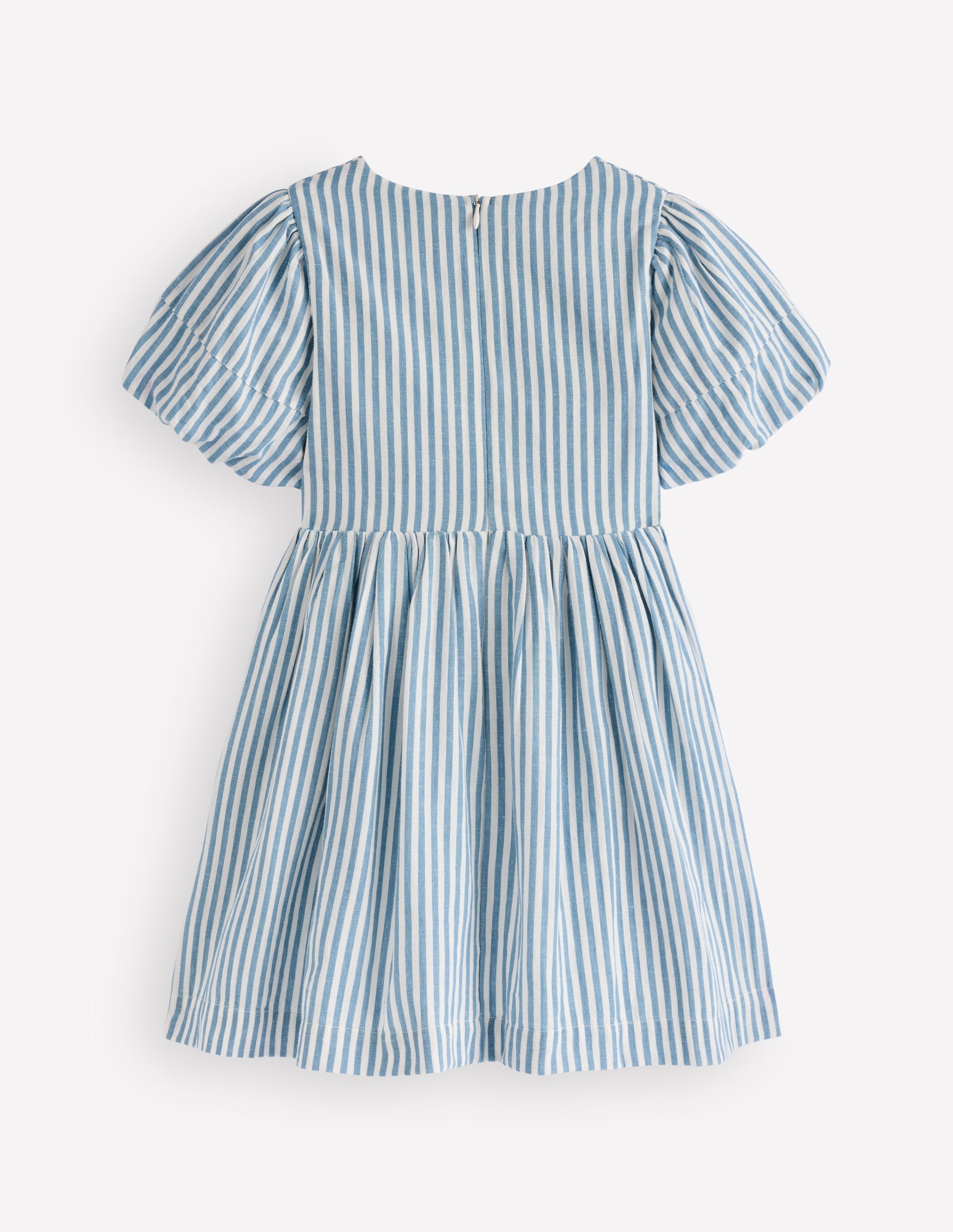 Robe tissée à nœuds sur le devant-Rayé bleu-2