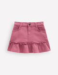Jeansrock mit Rüschensaum-Rosa Heide