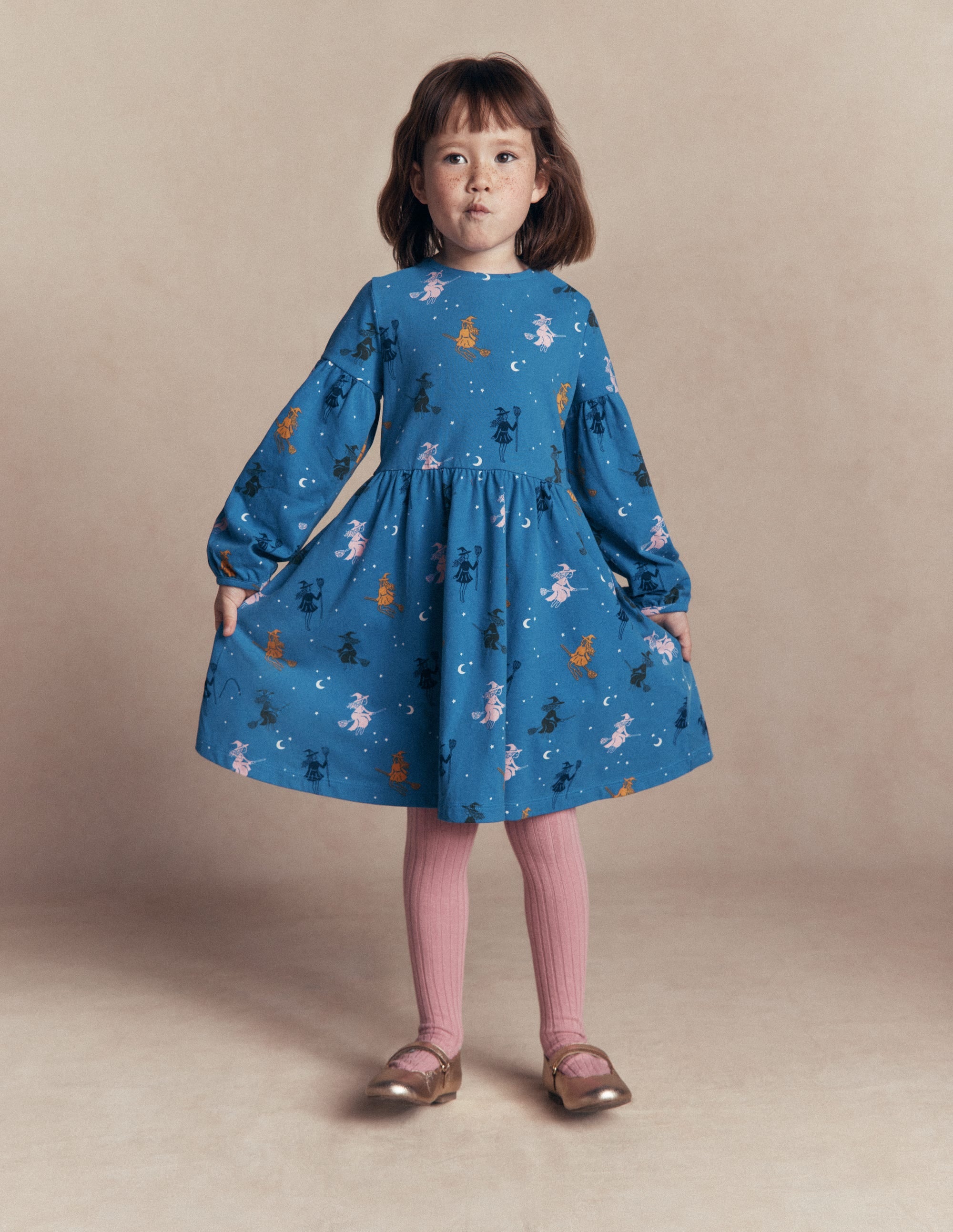 Madeline Kleid mit Blousonärmeln-Blau Halloween Hexen - Image 1