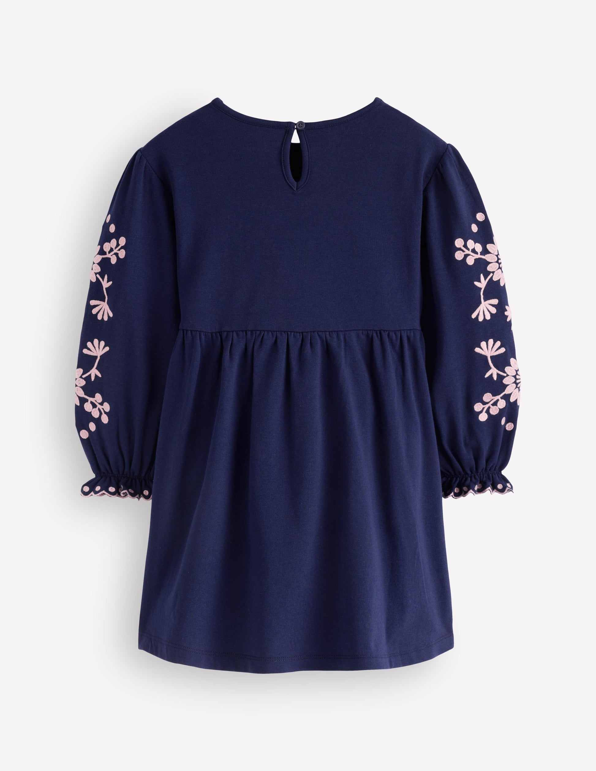 Robe à manches brodées-Bleu denim-2