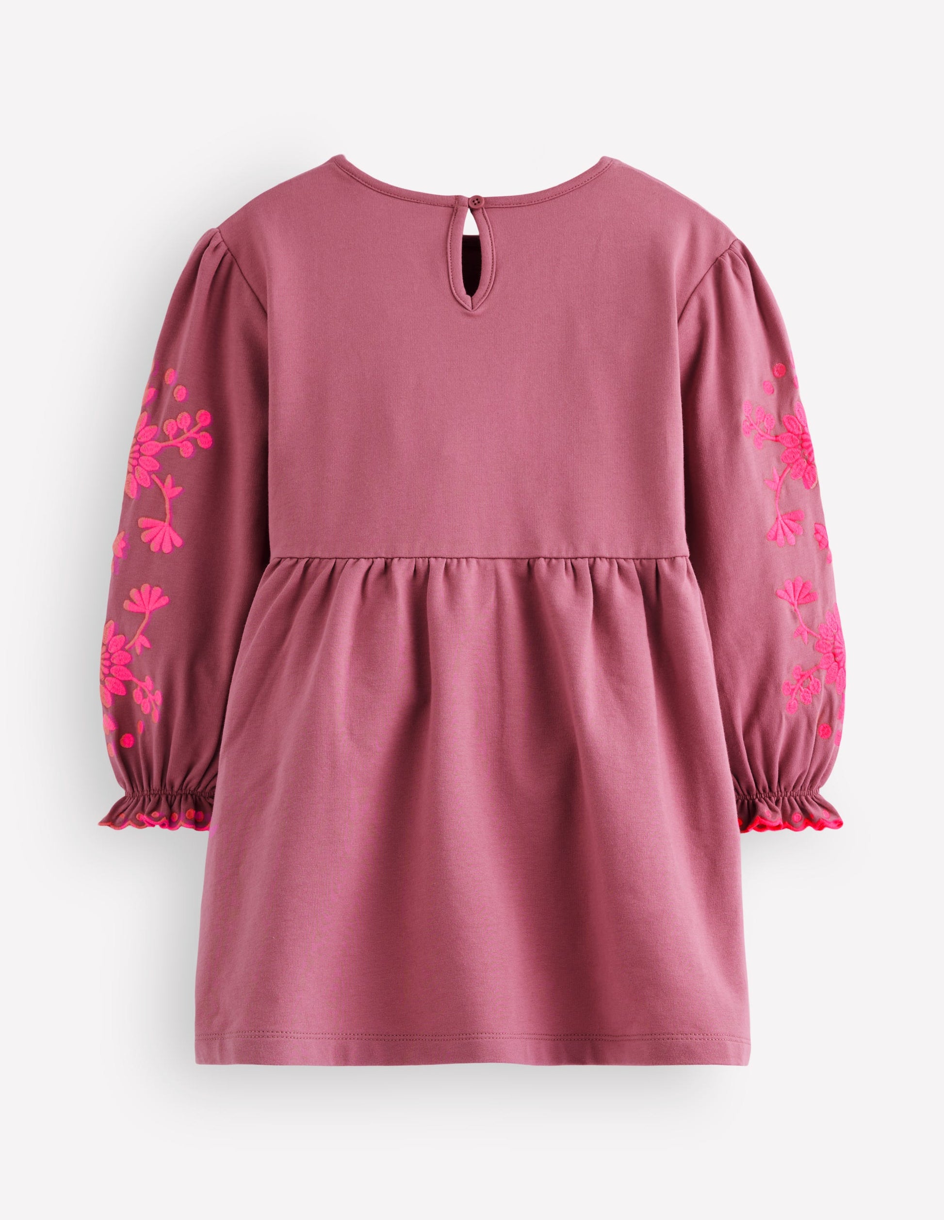 Kleid mit bestickten Ärmeln-Orchideenrosa-3