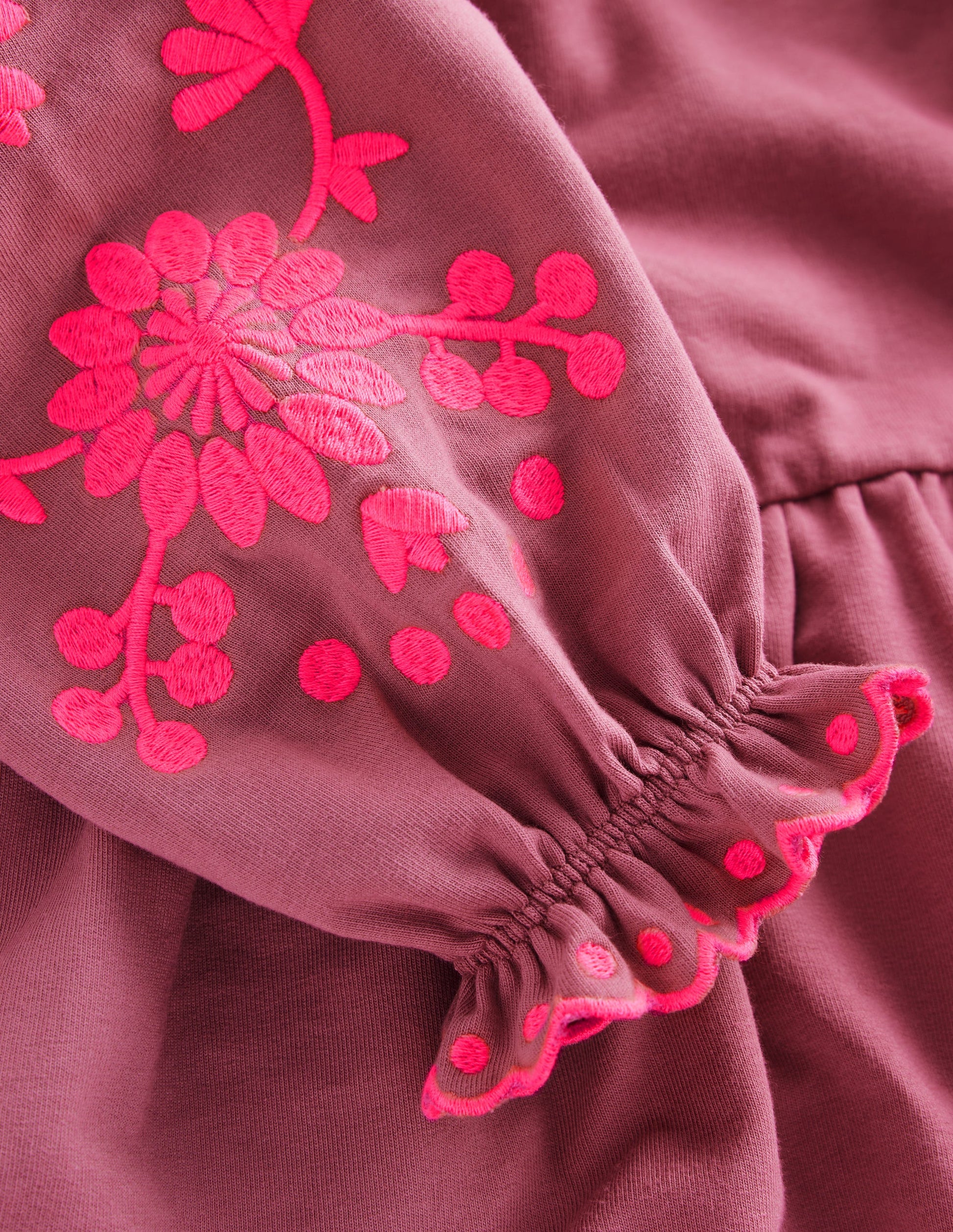 Kleid mit bestickten Ärmeln-Orchideenrosa-4