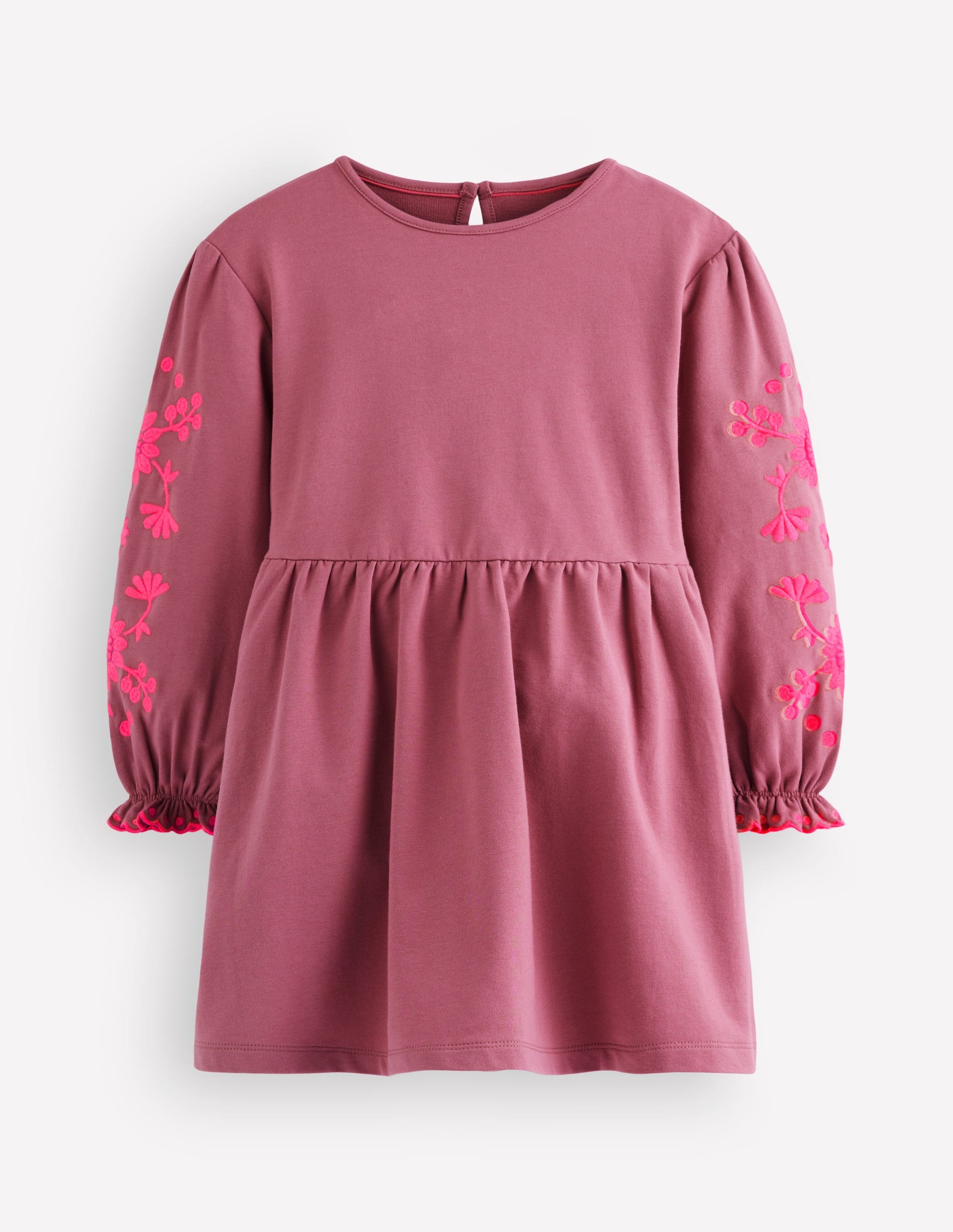Kleid mit bestickten Ärmeln-Orchideenrosa-2