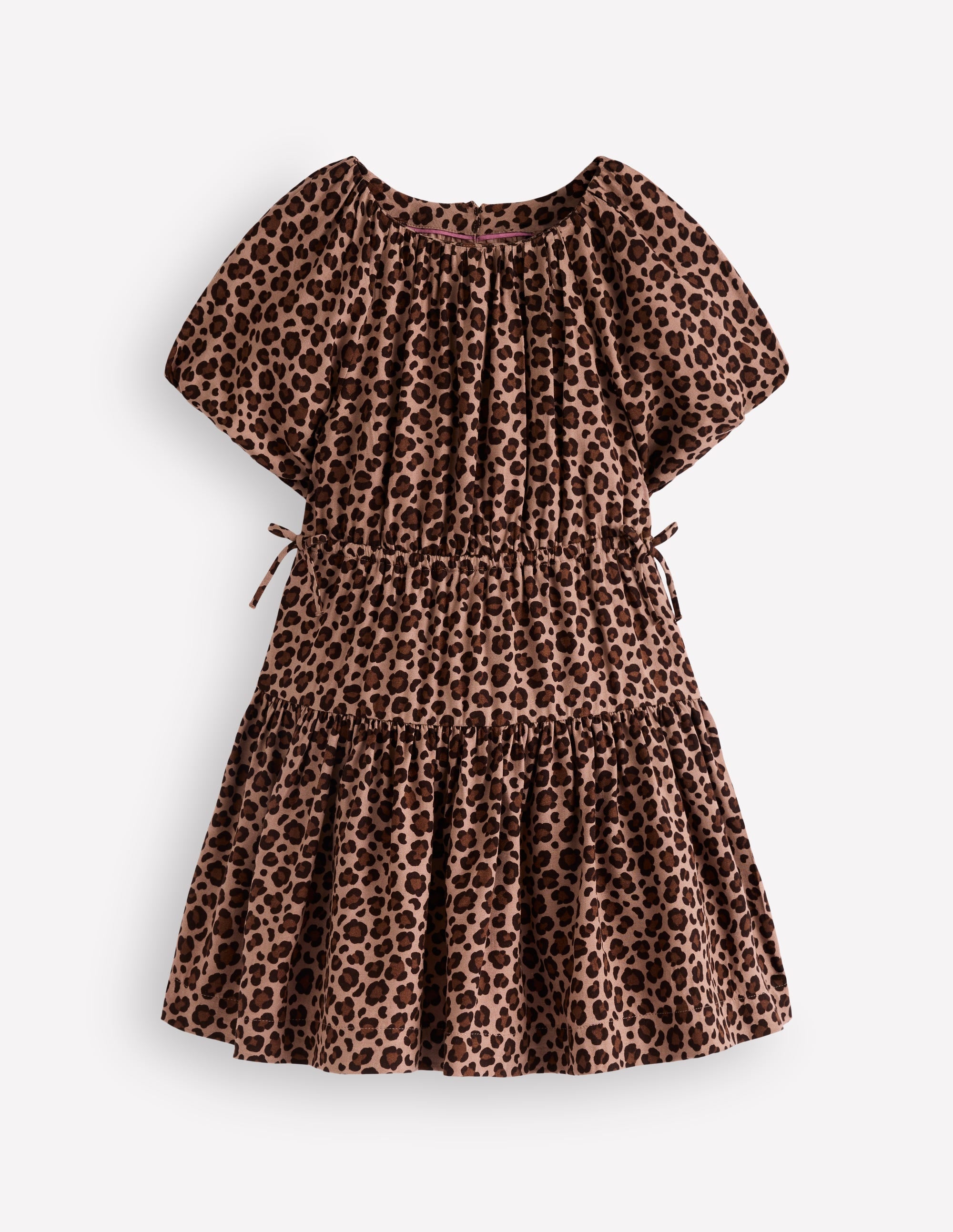 Gewebtes Kleid mit Schleife an der Taille-Leopardenmuster - Image 1