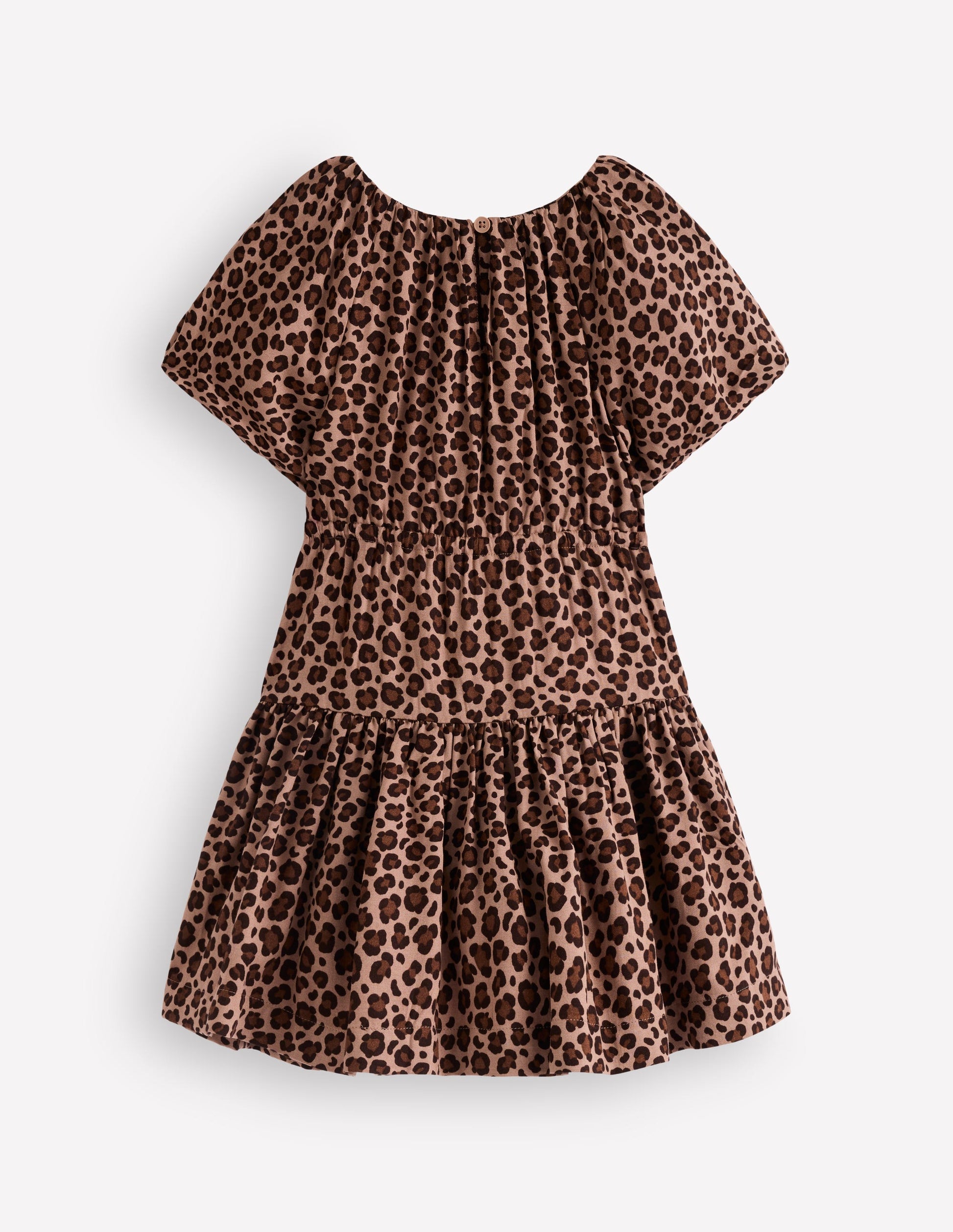Gewebtes Kleid mit Schleife an der Taille-Leopardenmuster-2