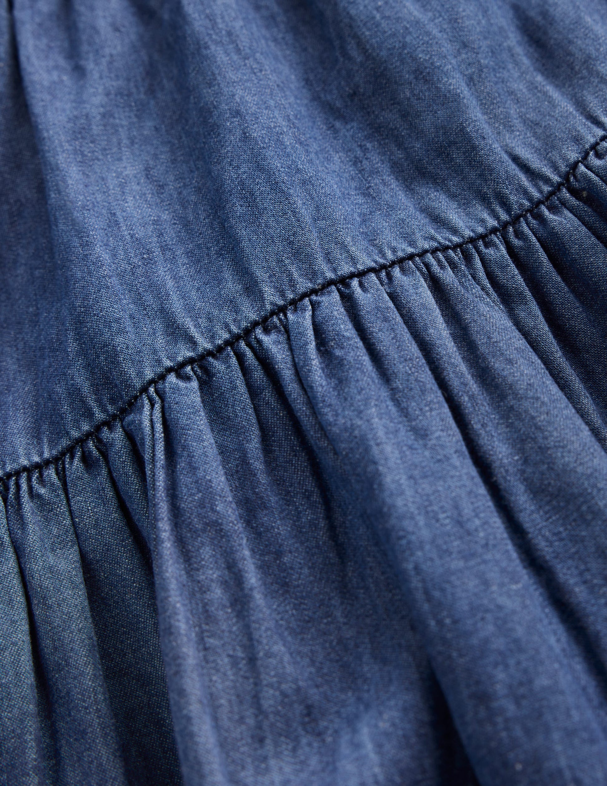 Gewebtes Kleid mit Schleife an der Taille-Mittlere Mischung Denim-4