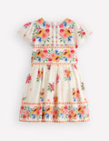 Jolie robe-cape-Motif floral placé vintage multi