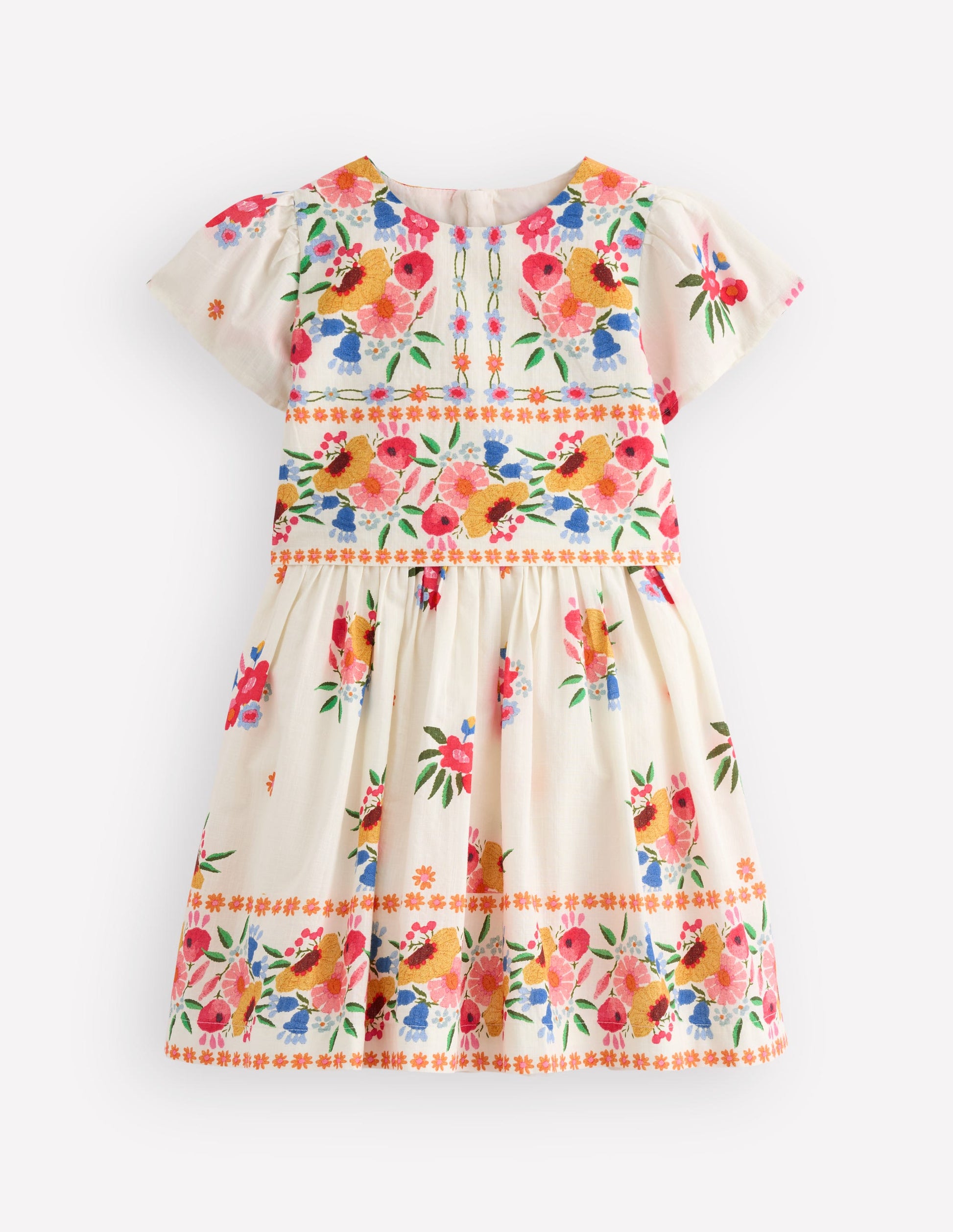 Jolie robe-cape-Motif floral placé vintage multi-2