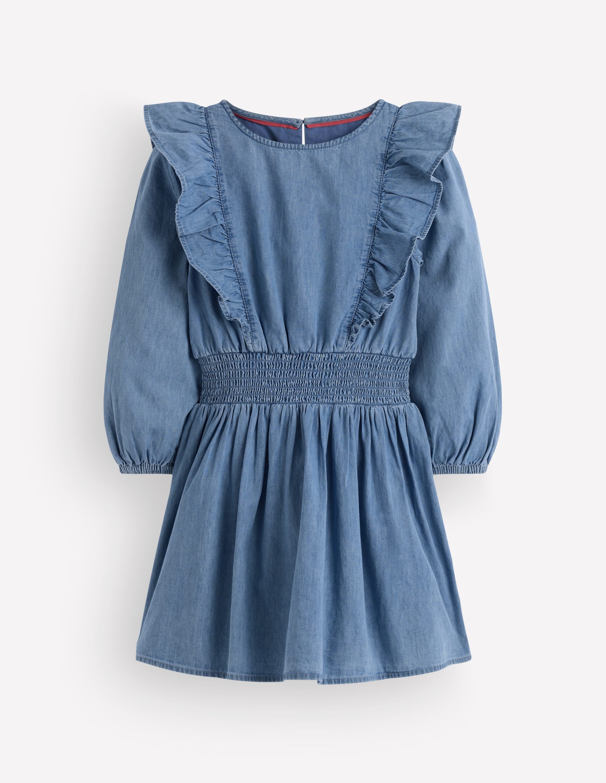 Rüschenkleid mit tiefer Taille-Hell Denim - Image 1