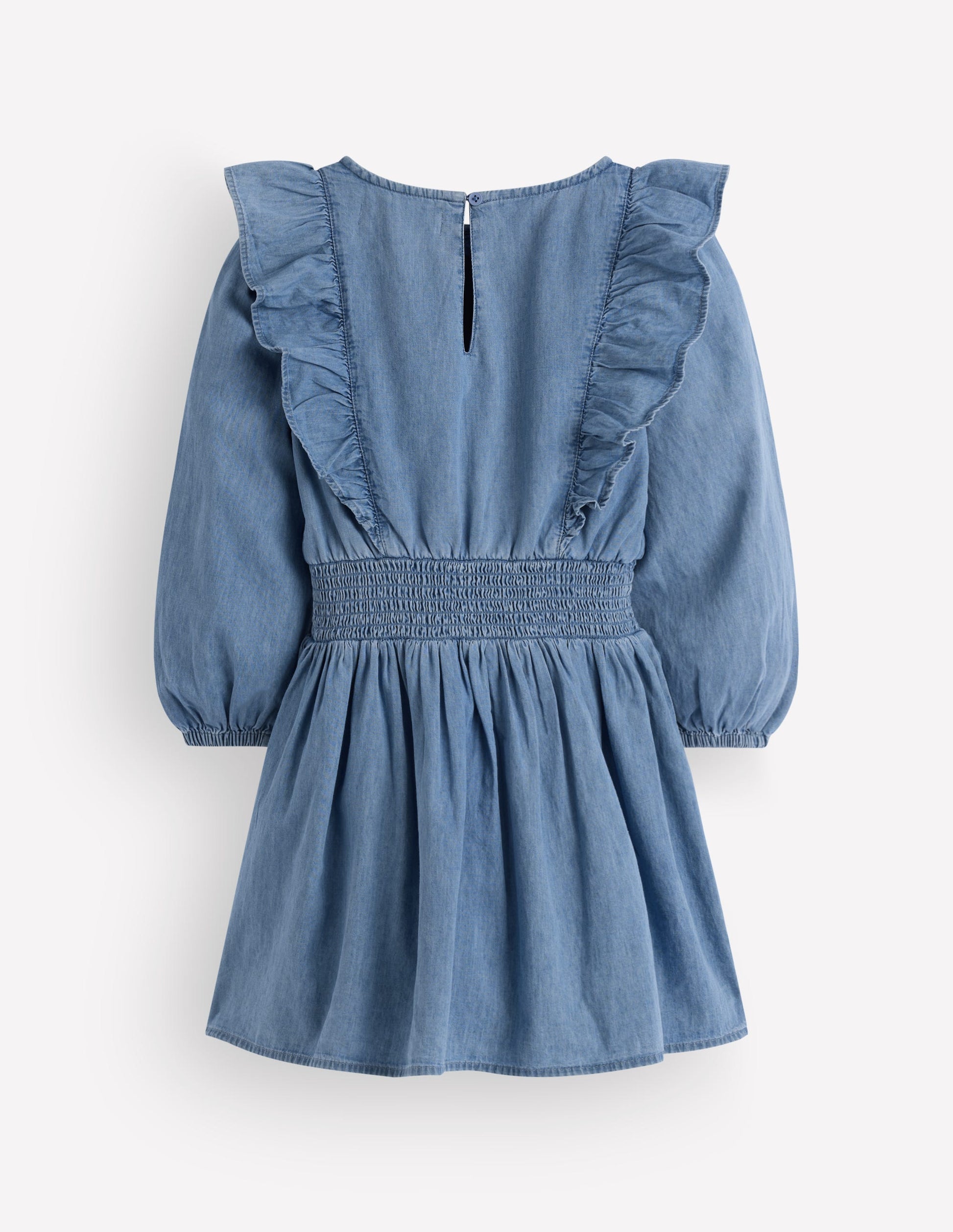 Rüschenkleid mit tiefer Taille-Hell Denim-2