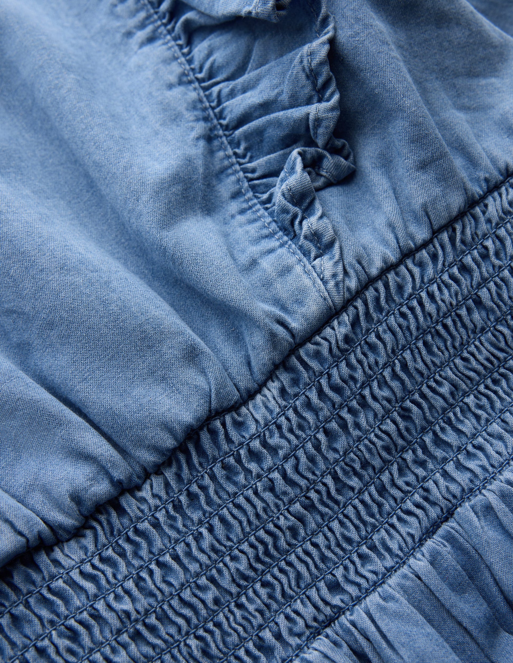 Rüschenkleid mit tiefer Taille-Hell Denim-3