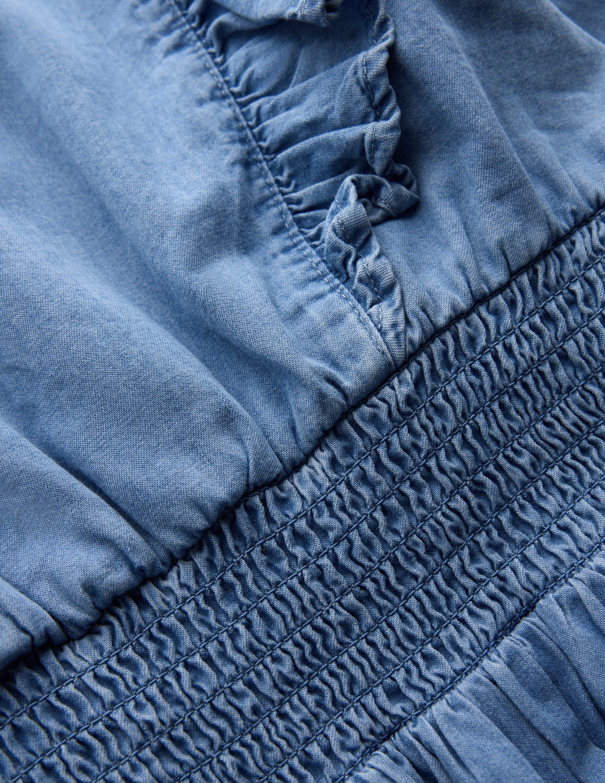 Rüschenkleid mit tiefer Taille-Hell Denim - Image 3