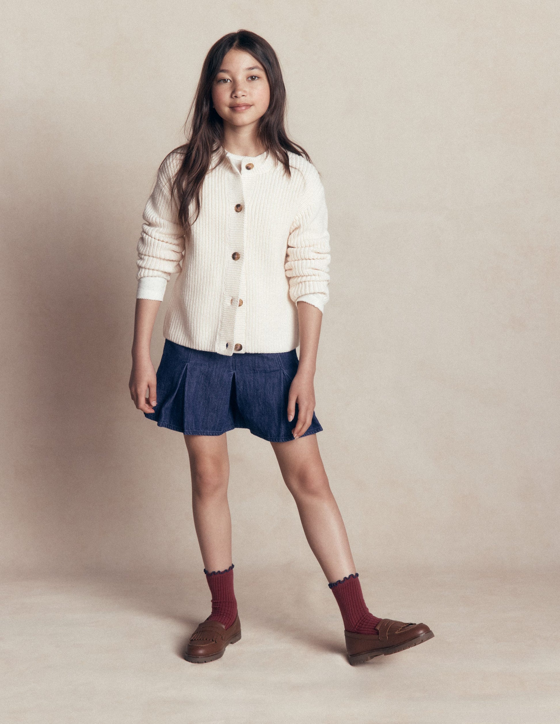 Plissierter Skort-Heller Used Look-1
