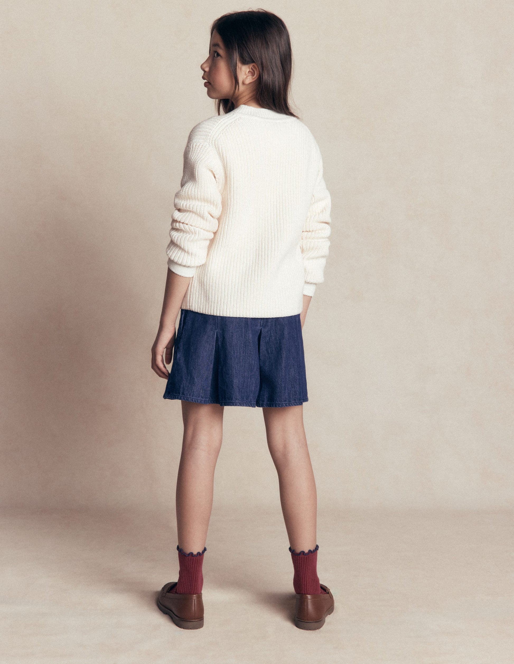 Plissierter Skort-Heller Used Look-3