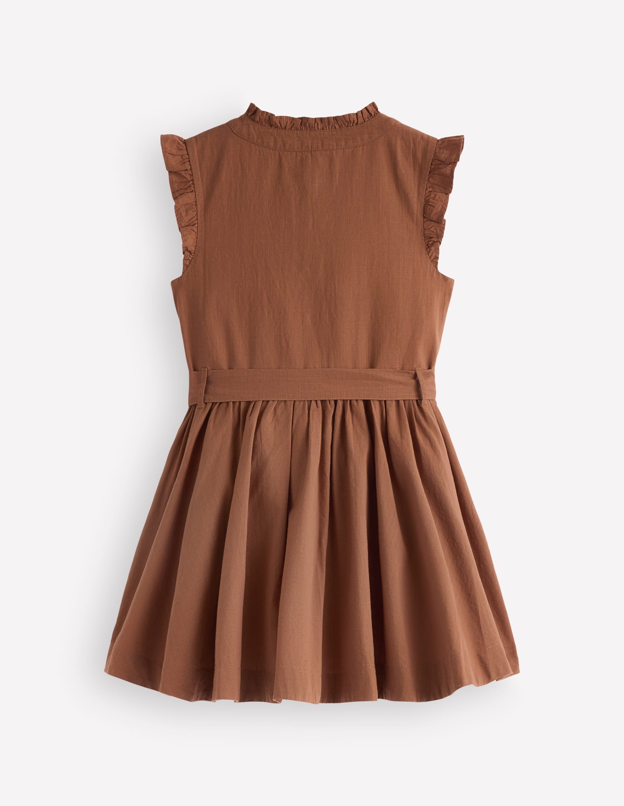 Gerüschtes Hemdblusenkleid-Braun - Image 3