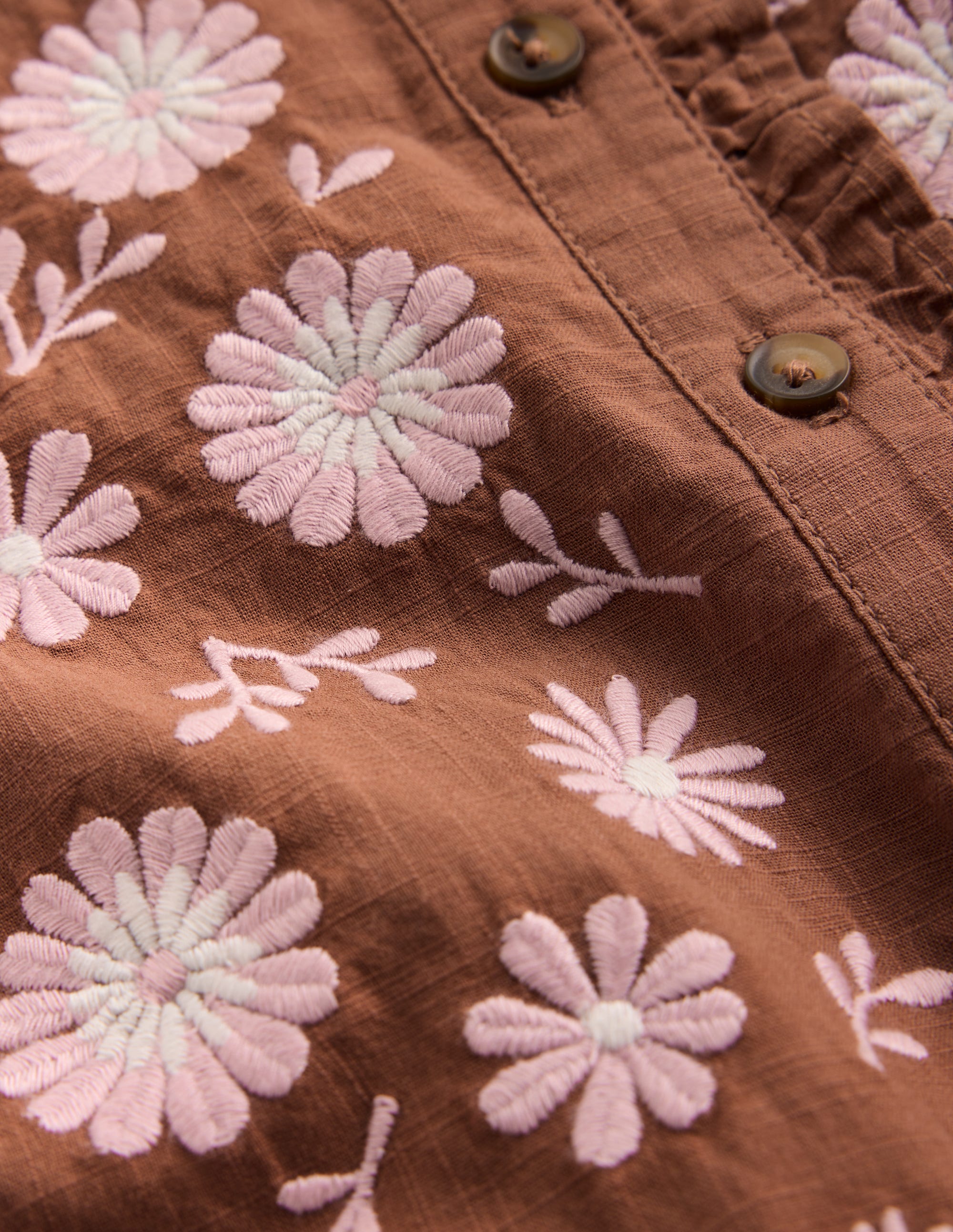 Gerüschtes Hemdblusenkleid-Braun - Image 4