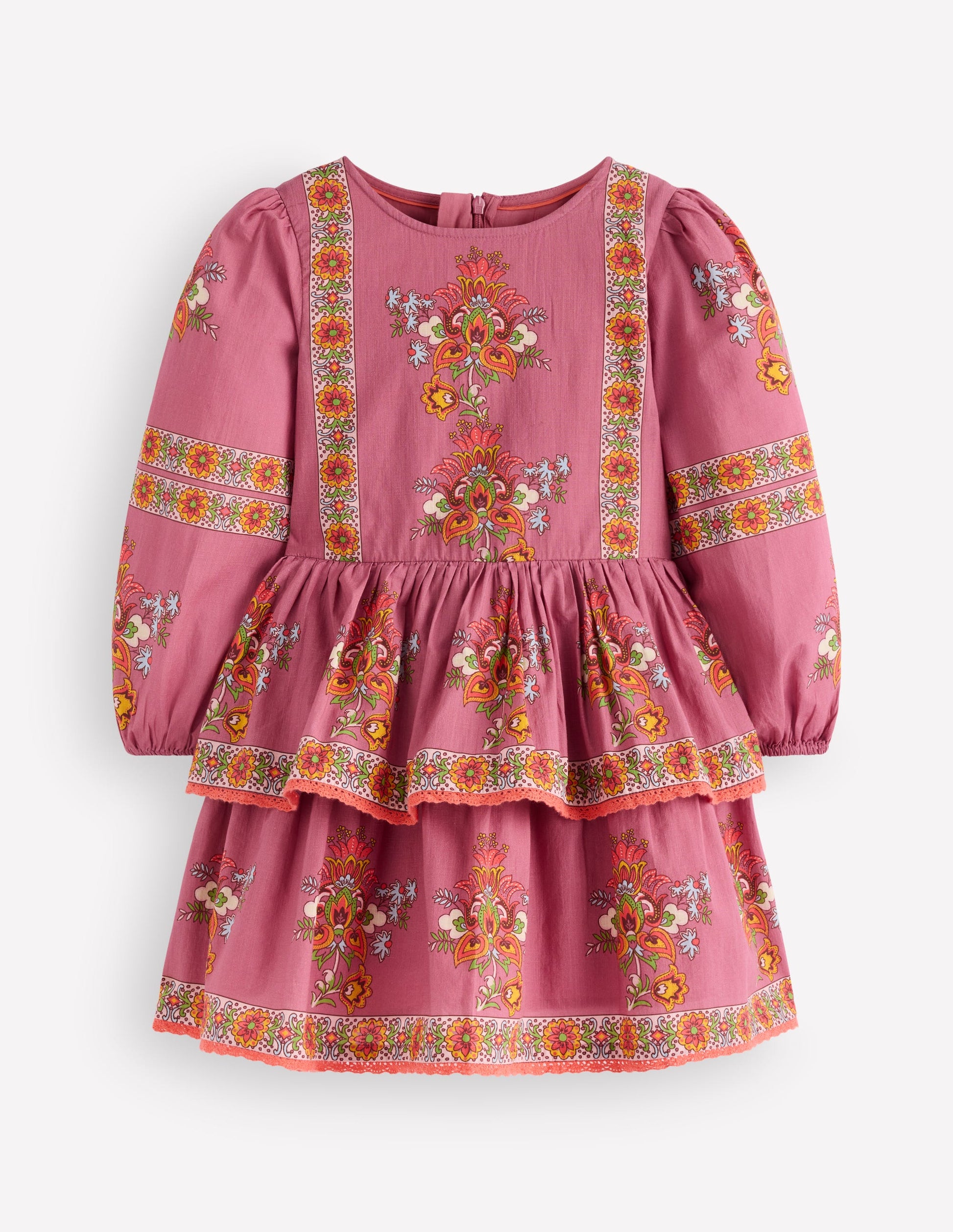 Rara Kleid mit geraffter Taille-Rosa Blumenmuster-2