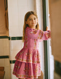 Rara Kleid mit geraffter Taille-Rosa Blumenmuster