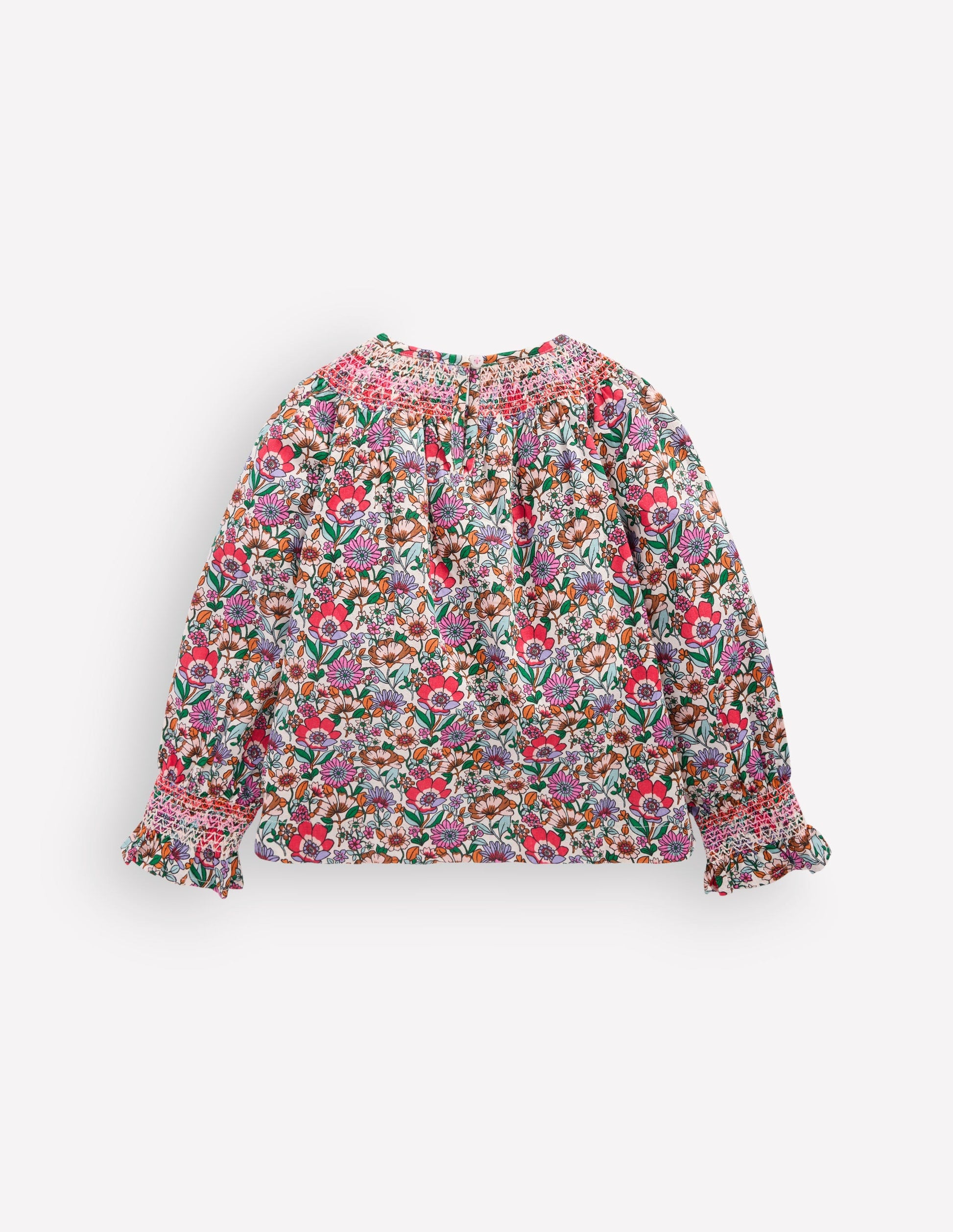 Gesmokte Bluse mit Muster-Sanftes Cremeweiß Blumenfeld-3