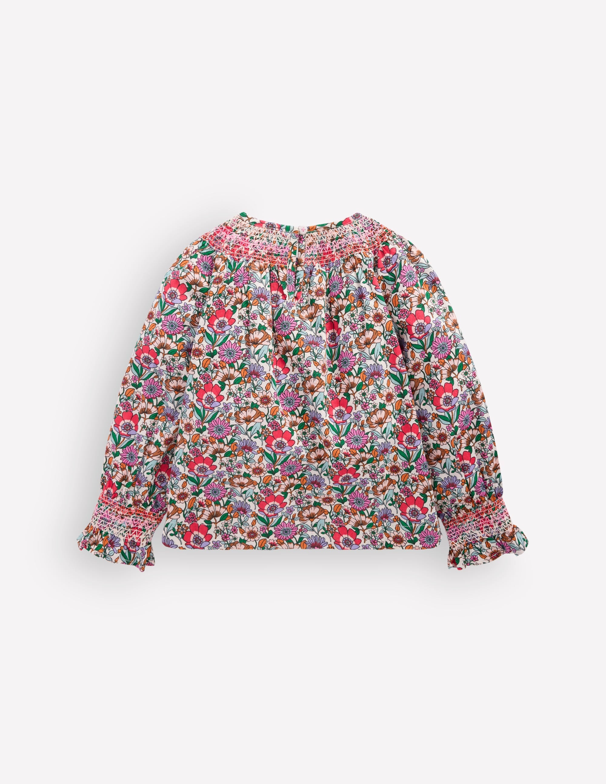 Gesmokte Bluse mit Muster-Sanftes Cremeweiß Blumenfeld - Image 3
