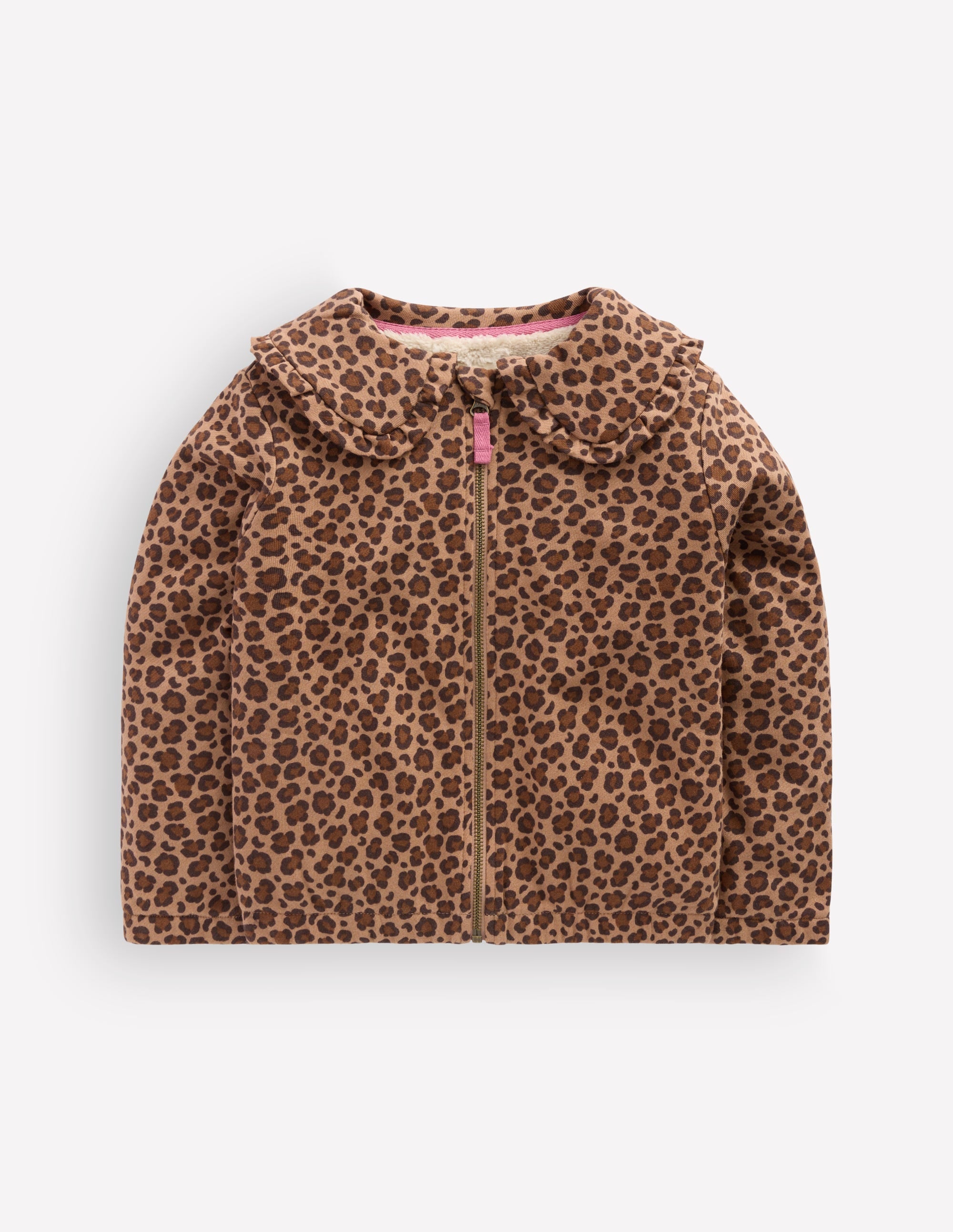 Printed Collared Zip-through-Milk Chocolate Brown Leopard - Image 3