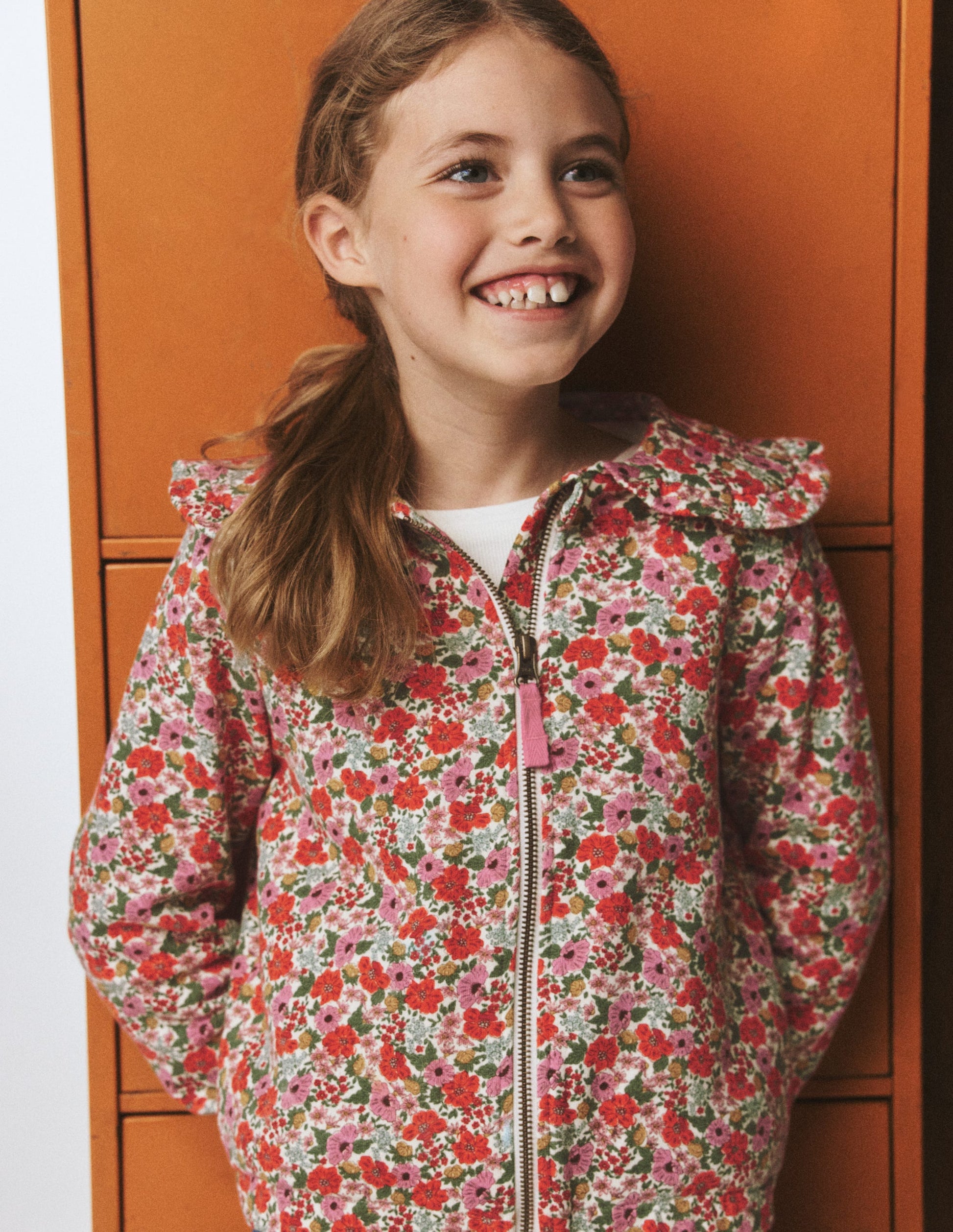 Printed Collared Zip-through-Floral-1