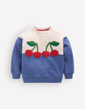 Bobbie Sweatshirt mit Applikation-Haferbeige Meliert Kirschen