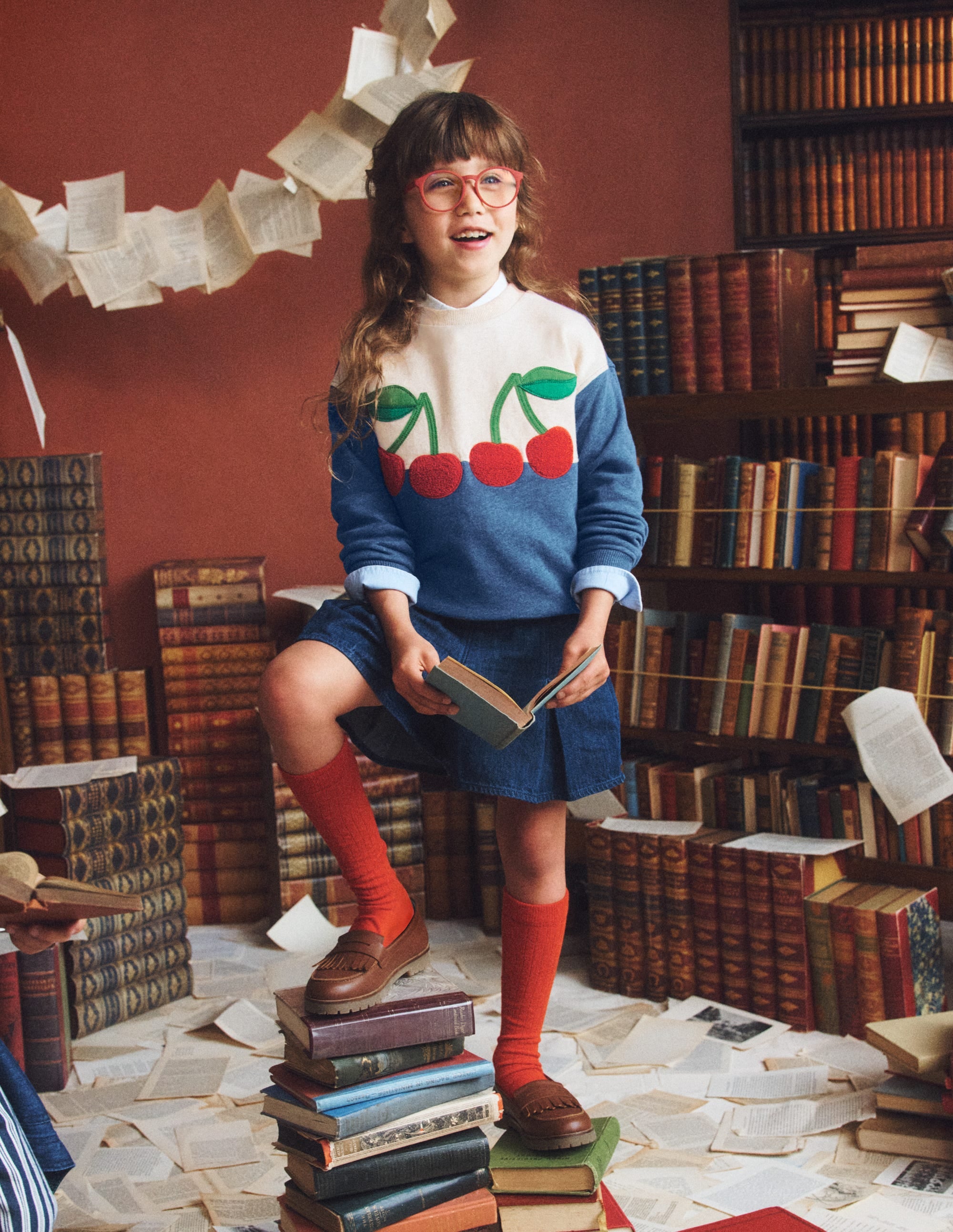 Bobbie Sweatshirt mit Applikation-Haferbeige Meliert Kirschen - Image 4